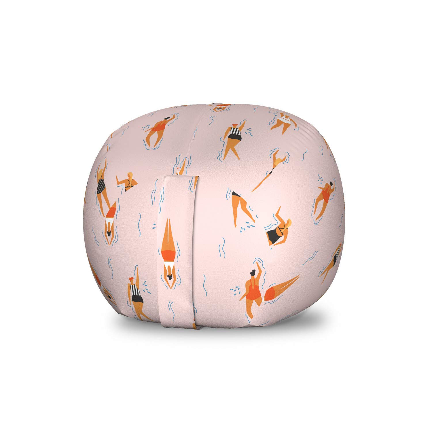Ambesonne Washable Pool Party Storage Toy Bag Chair - Small Size Pale Pink Multicolor, Abstract Ocean Beach Fun Design for Girls Swimsuits & Stuffed Animal Organizer - Perfect for Beach Trips, Pool Parties & Kids Room Decor