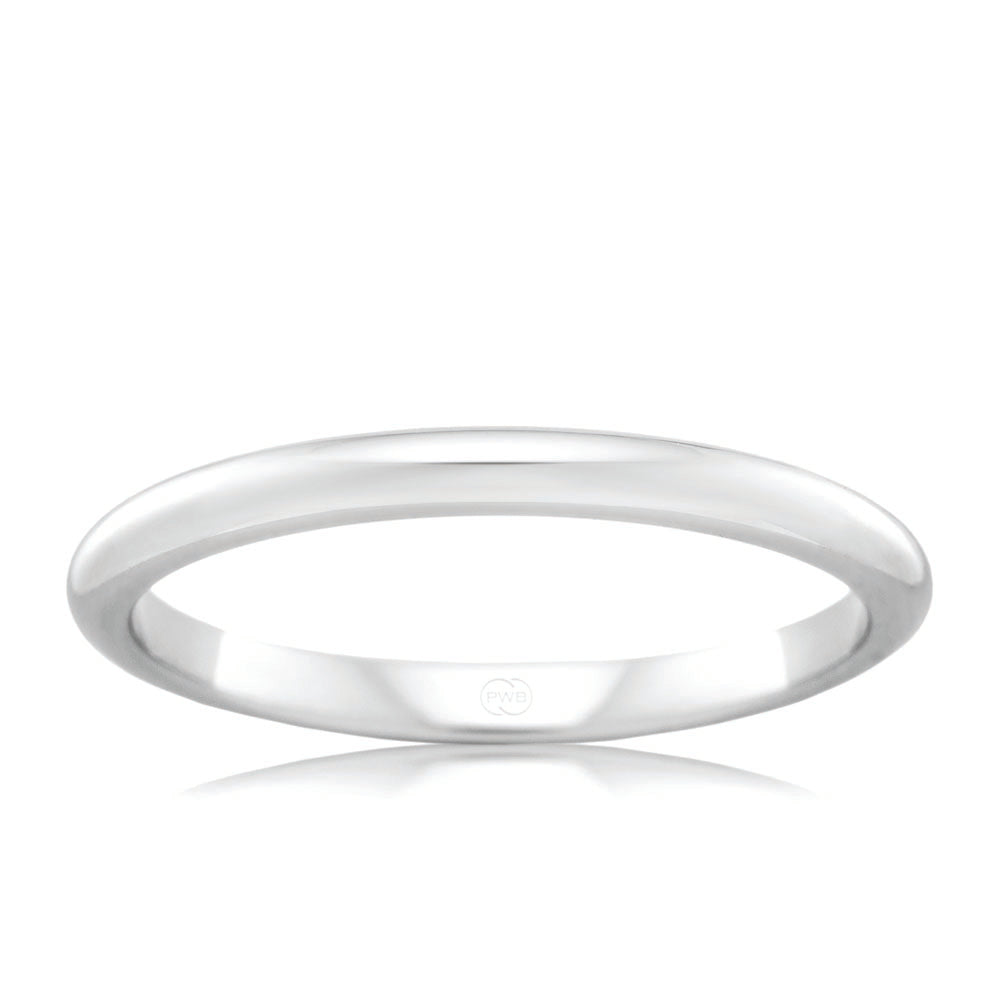 9ct White Gold 2mm High Dome Ring - Elegant Minimalist Wedding Band for Women, Perfect for Engagement, Anniversary & Everyday Wear