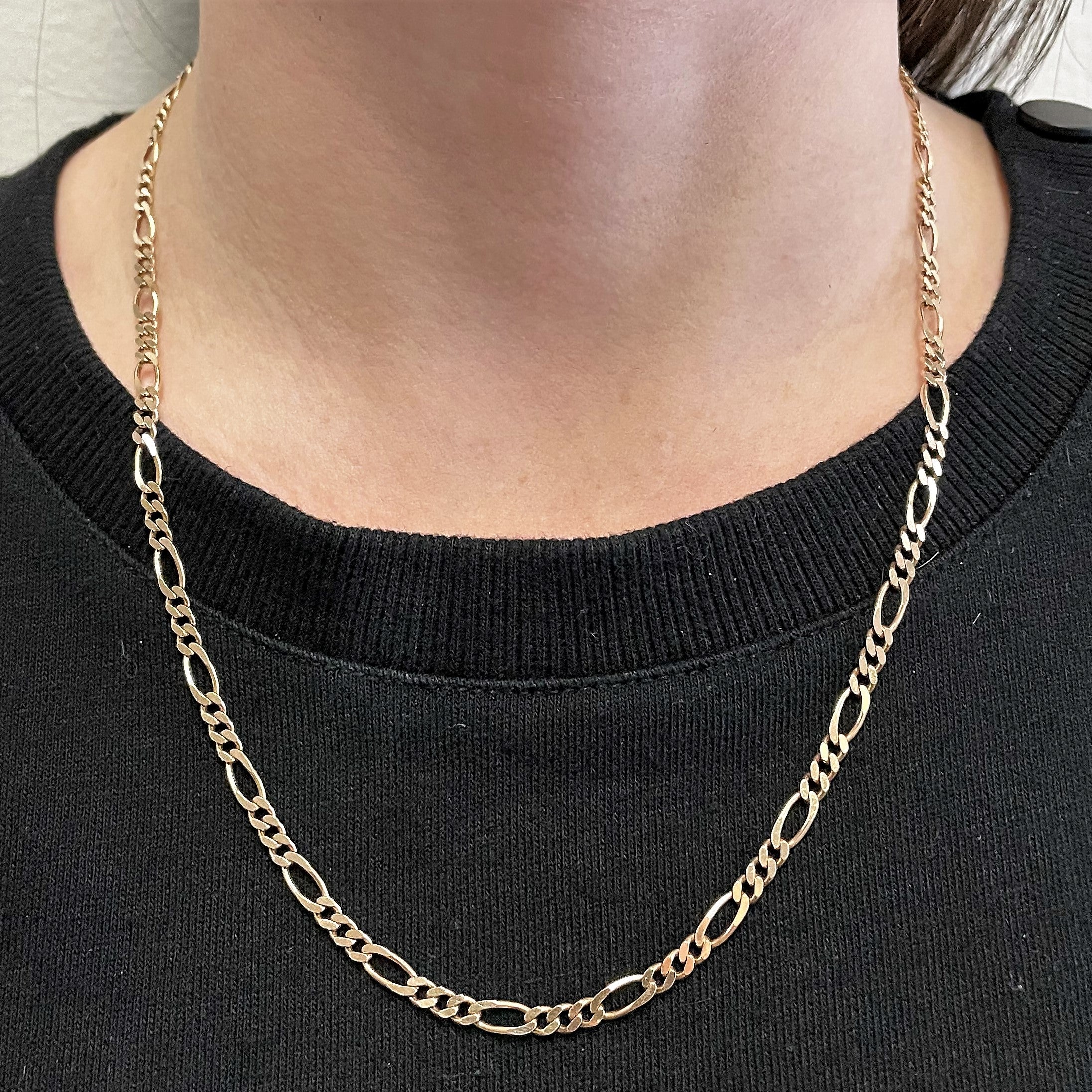 10K Yellow Gold Figaro Link Chain - 20