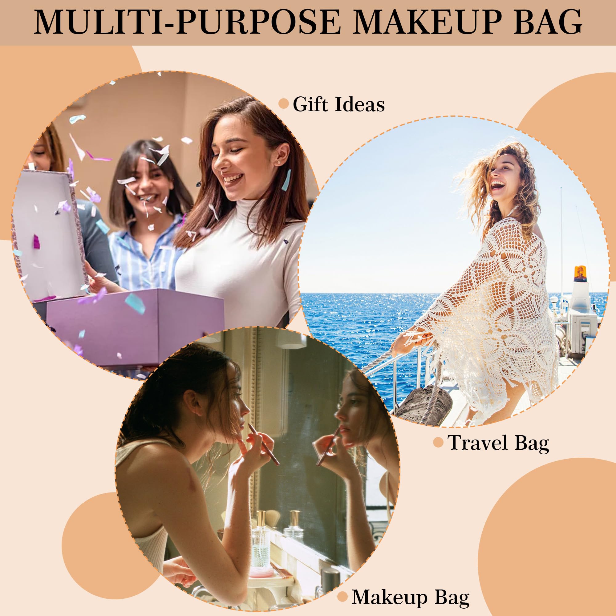 Personalized Initial Makeup Bag for Teen Girls - Small Cosmetic Pouch with Monogram Letter C | Birthday Gifts, Sweet 16 Gifts, Teacher Gifts, Sister Gifts, Friendship Gifts & Mom Gifts | Perfect for Travel, School & Everyday Use