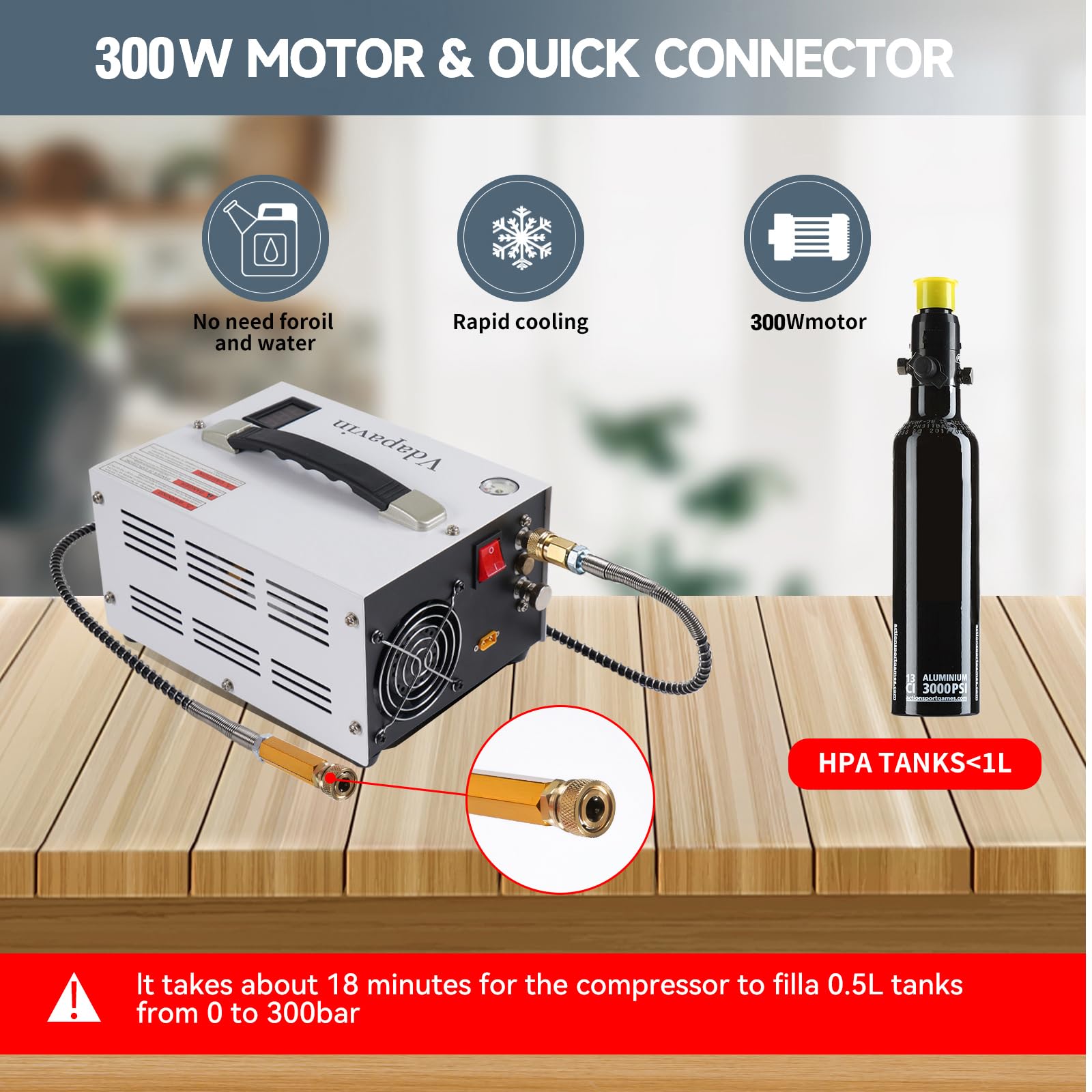 4500Psi 30Mpa Portable PCP Air Compressor - Oil-Free 12V DC/110V AC Airgun Pump for Paintball, Scuba Tanks & Air Rifles | Manual-Stop Design with External Converter | Perfect for Outdoor Shooting, Diving & Hunting