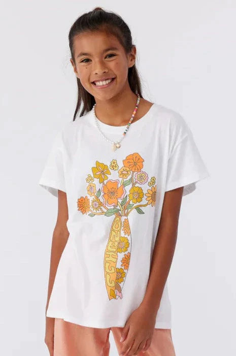 O'Neill Kids Girls Floral Print T-Shirt - Cute Flower Bouquet Design for Casual Wear, School & Playtime