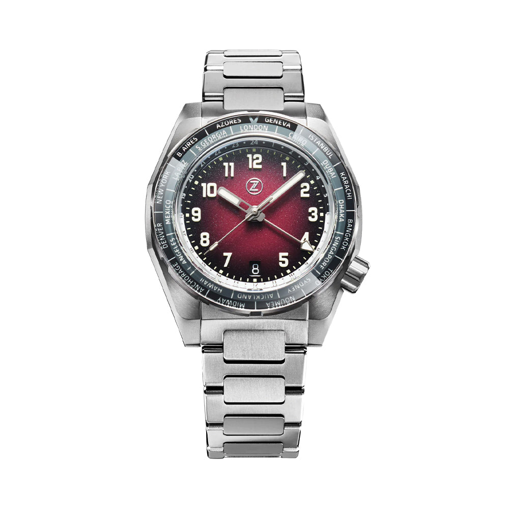 Thresher Titanium 41mm Burgundy Watch with Stainless Steel Bracelet - Perfect for Business, Casual & Formal Occasions