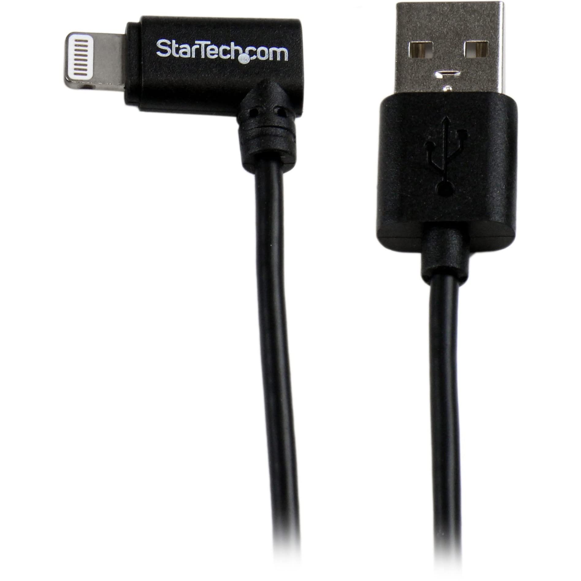 StarTech.com 2m/6ft Angled Black Apple 8-pin Lightning to USB Cable - Fast Charging & Sync for iPhone 14/13/12/11/X, iPad, iPod - Durable 2M Cable (USBLT2MBR) - Perfect for Home, Office & Travel Charging