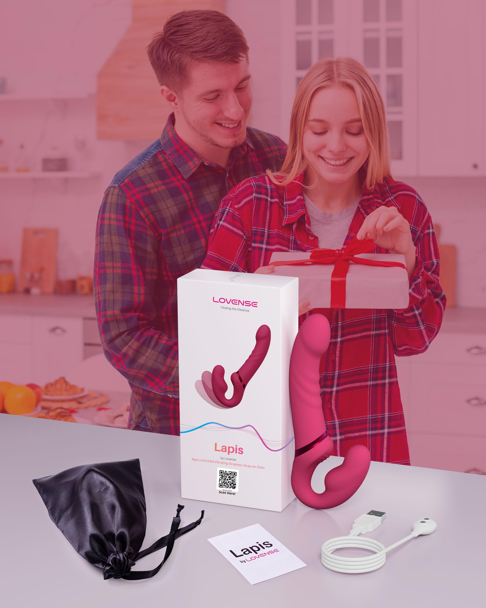 LOVENSE Lapis Strapless Strap-On Dildo - Double-Ended G-Spot Vibrator with Flexible Bulb & Remote Control - Vibrating Butt Plug & Clitoral Stimulator for Women & Lesbian Couples - Perfect for Couples Play, Solo Use & Long Distance Relationships