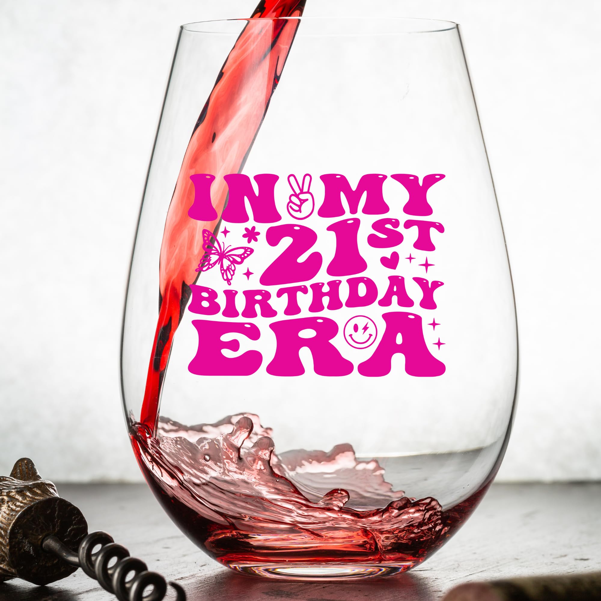 21st Birthday Wine Glass - Funny & Personalized Gift for Him, Her, Daughter, Sister, Best Friend - Perfect for 21st Birthday Party Decorations & Celebrations - Ideal for Toasting, Gifting & Memorable Moments - Clear Glass