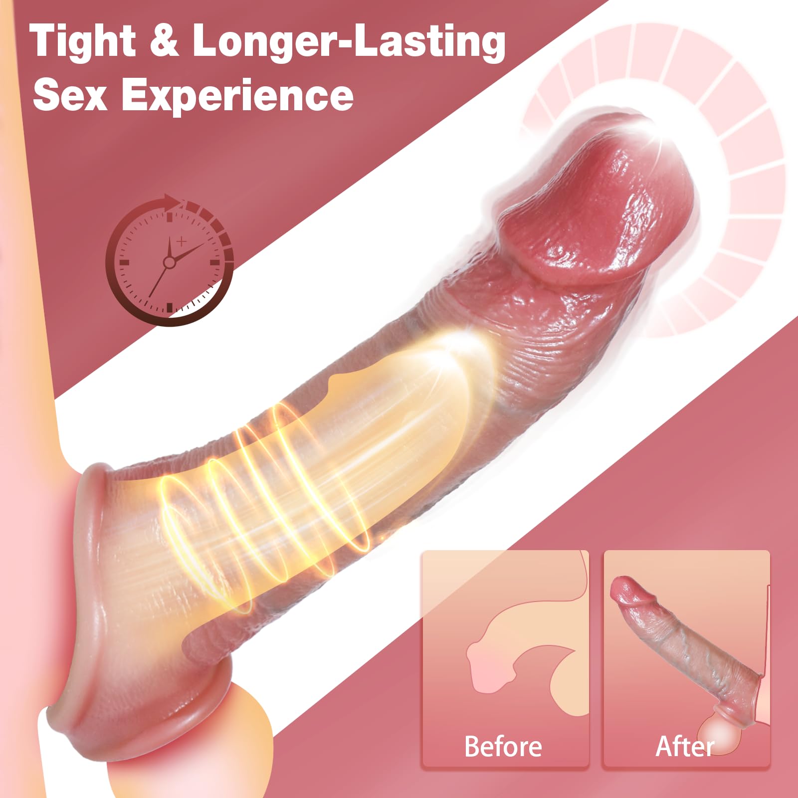 Realistic Remote Control Vibrating Penis Sleeve - 10 Speed Modes Male Enhancement Toy for Couples, Thickening Penis Extender with Cock Ring | Perfect for Intimate Moments & Spicing Up Your Relationship