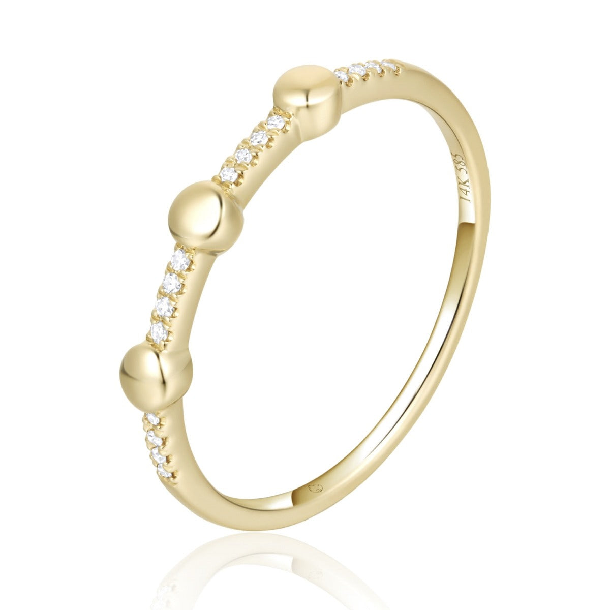 14K Yellow Gold Diamond Accent Band for Women - Elegant Wedding, Anniversary, or Everyday Jewelry Gift