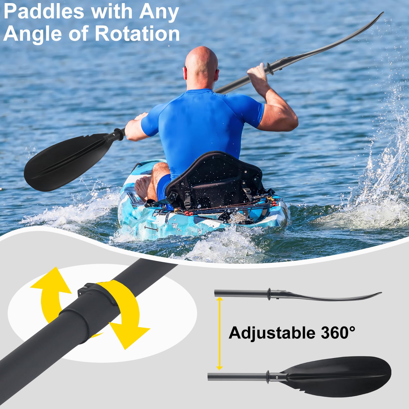 **Adjustable Kayak Paddle 70-95 Inch - Telescopic Canoe Oar for Fishing & Boating - Durable Steel Shaft with Paddle Leash - Perfect for Adults & Outdoor Water Sports**    *(Use Case: Ideal for kayaking, canoeing, fishing trips, and recreational water adventures.)*