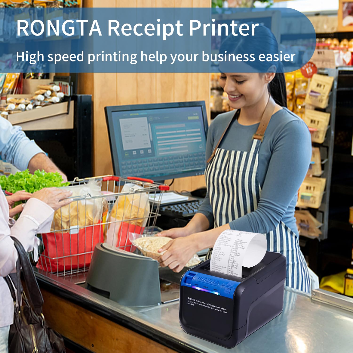 Rongta 80mm High-Speed Thermal POS Printer - 350mm/s Receipt Printer with Auto Cutter | USB/Serial/Ethernet Connectivity | Windows/Mac/Linux Compatible | ESC/POS Support | Ideal for Retail Stores, Restaurants & Kitchen Use (ACE V1 Model)