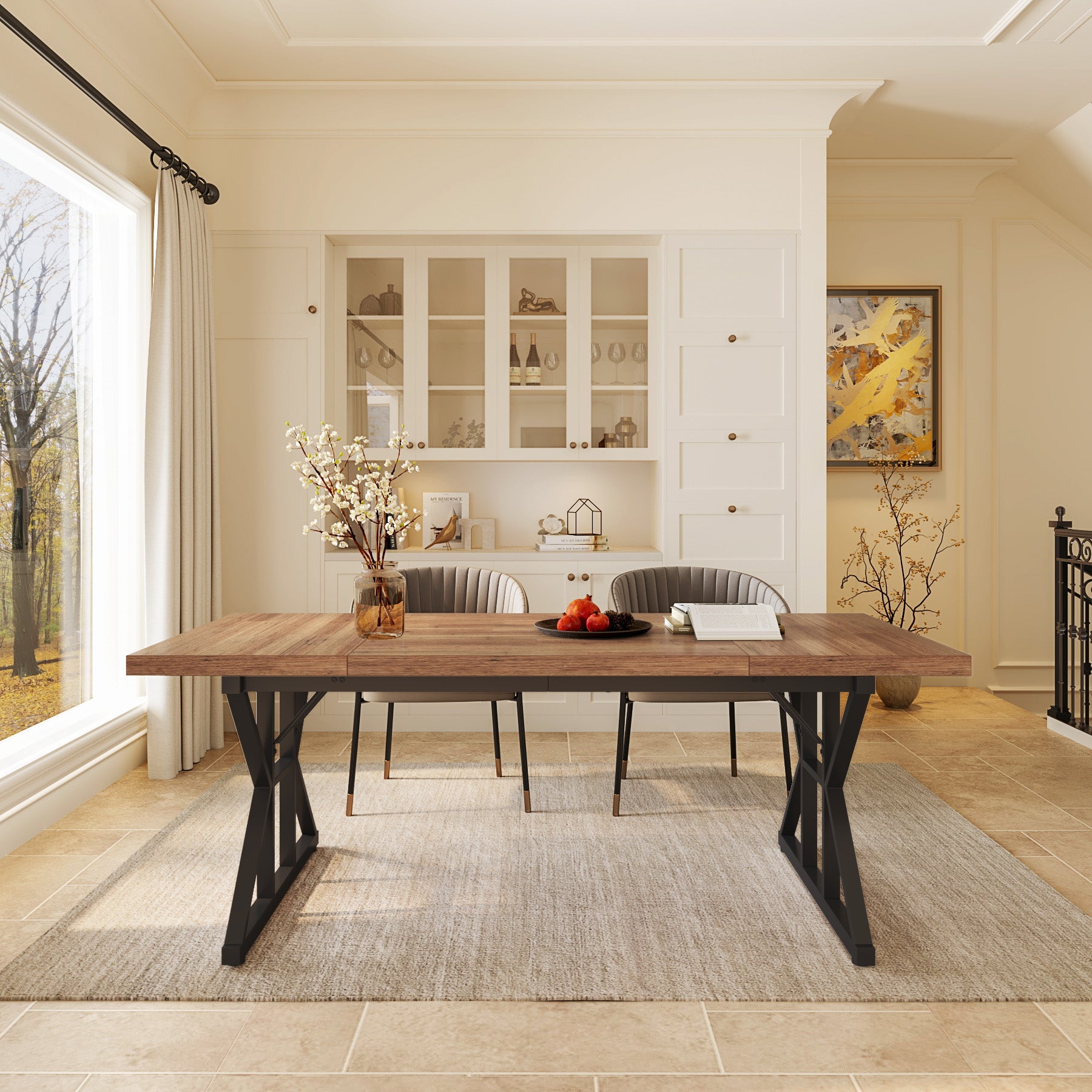 Solid Wood Farmhouse Dining Table - 70.8