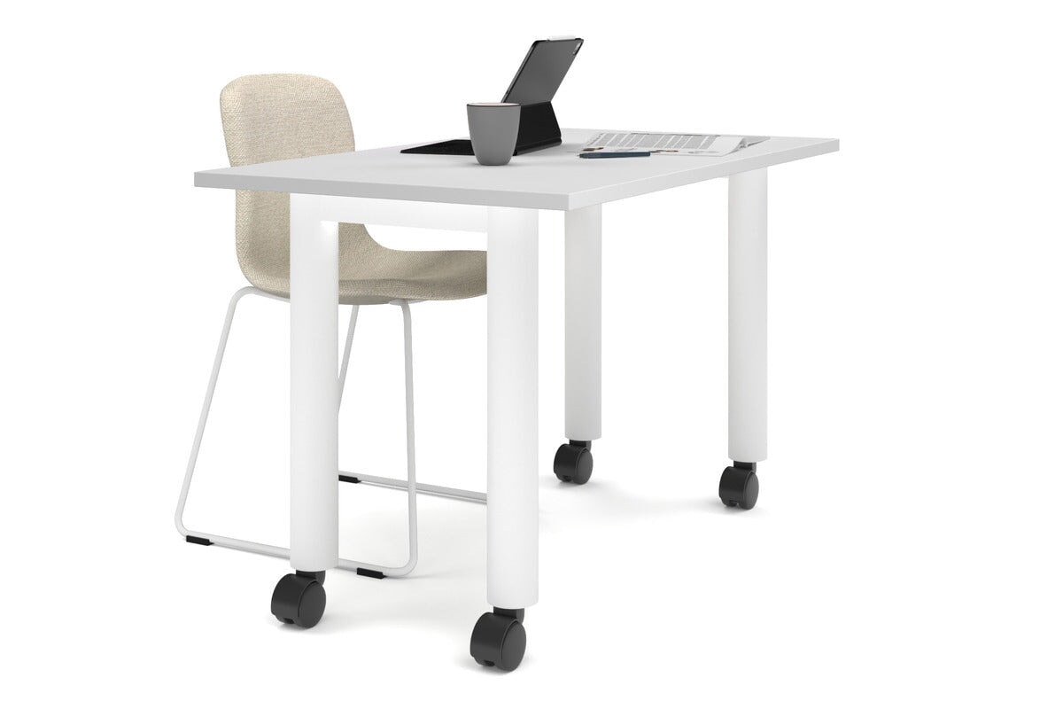 Quadro 80mm Cylinder Leg Mobile Table - 1200L x 700W Adjustable Rolling Workbench for Office, Workshop & Industrial Use