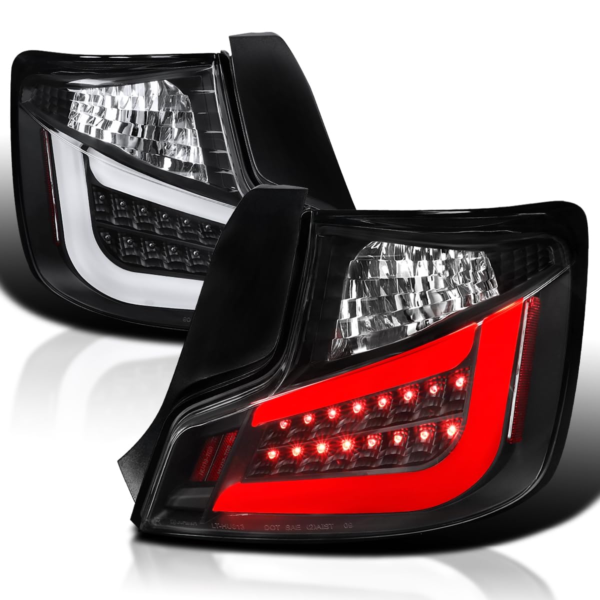 Spec-D Tuning Black LED Tail Lights with White LED Light Bar - Compatible with 2011-2013 Scion tC - Left & Right Pair Assembly - Upgrade Your Car's Style & Nighttime Visibility for Enhanced Safety