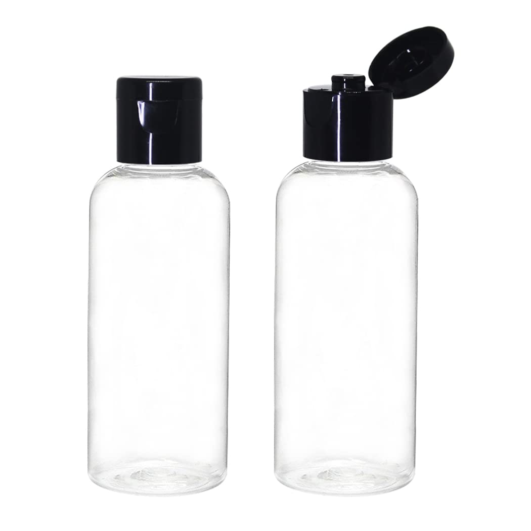 NSB Herbals 50ml Empty Clear Plastic Refillable Travel Bottles - Small Squeeze Cosmetic Containers with Black Flip Cap for Toiletries, Shampoo, Lotion & Cream - Perfect for Travel, Gym & Home Organization (Pack of 3)