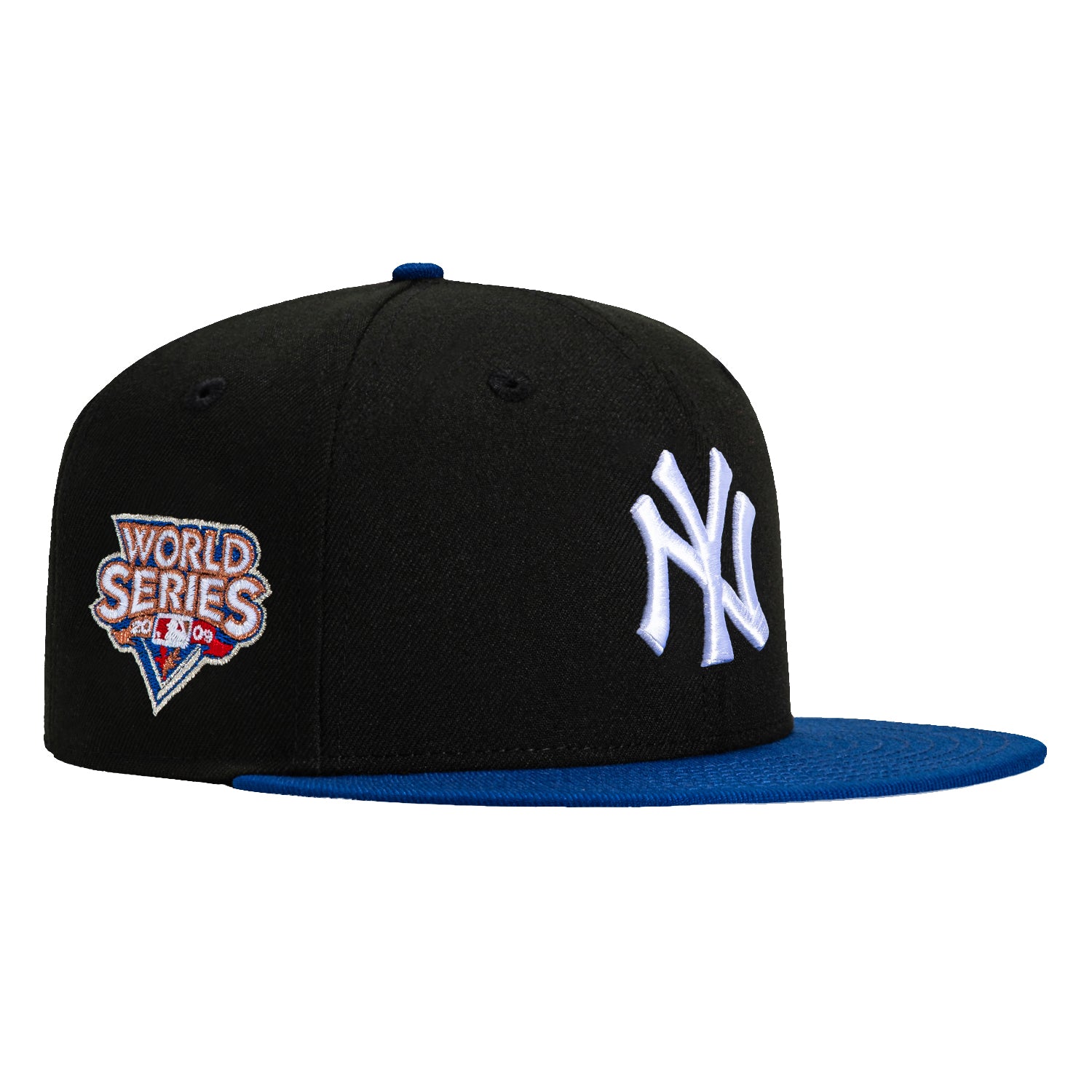 New Era 59Fifty New York Yankees 2009 World Series Patch Snapback Hat - Black & Royal Blue - Official MLB Baseball Cap for Men & Women - Perfect for Games, Collecting & Streetwear Fashion