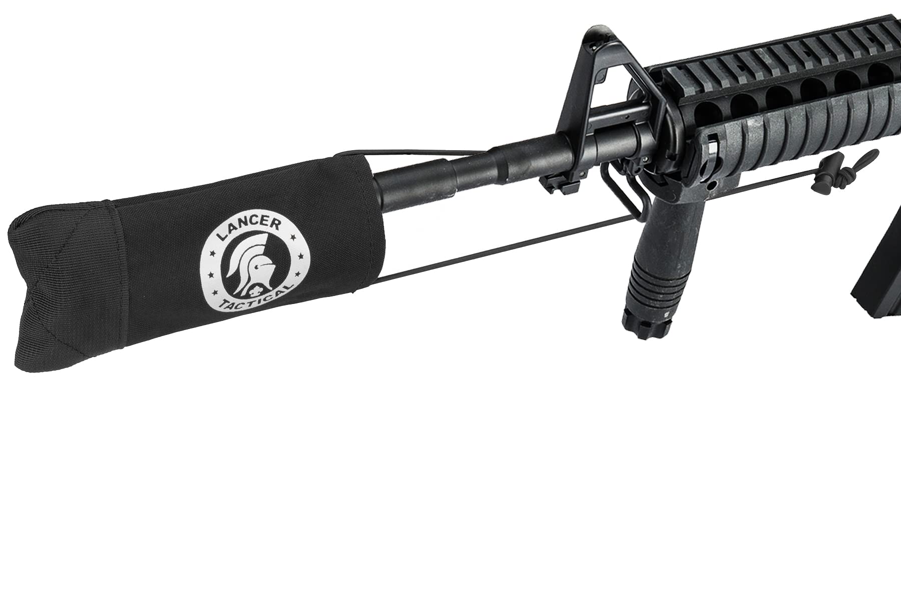 Lancer Tactical Airsoft Barrel Cover with Bungee Cord - Protective Muzzle Cover for Airsoft Guns & Paintball Markers - Ideal for Field Play and Weapon Storage (Black)