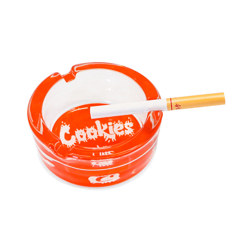 65mm Thick Glass Cookies Ashtray - Decorative Smoking Accessory for Cigars, Cigarettes & Weed | Perfect for Home, Office & Outdoor Use