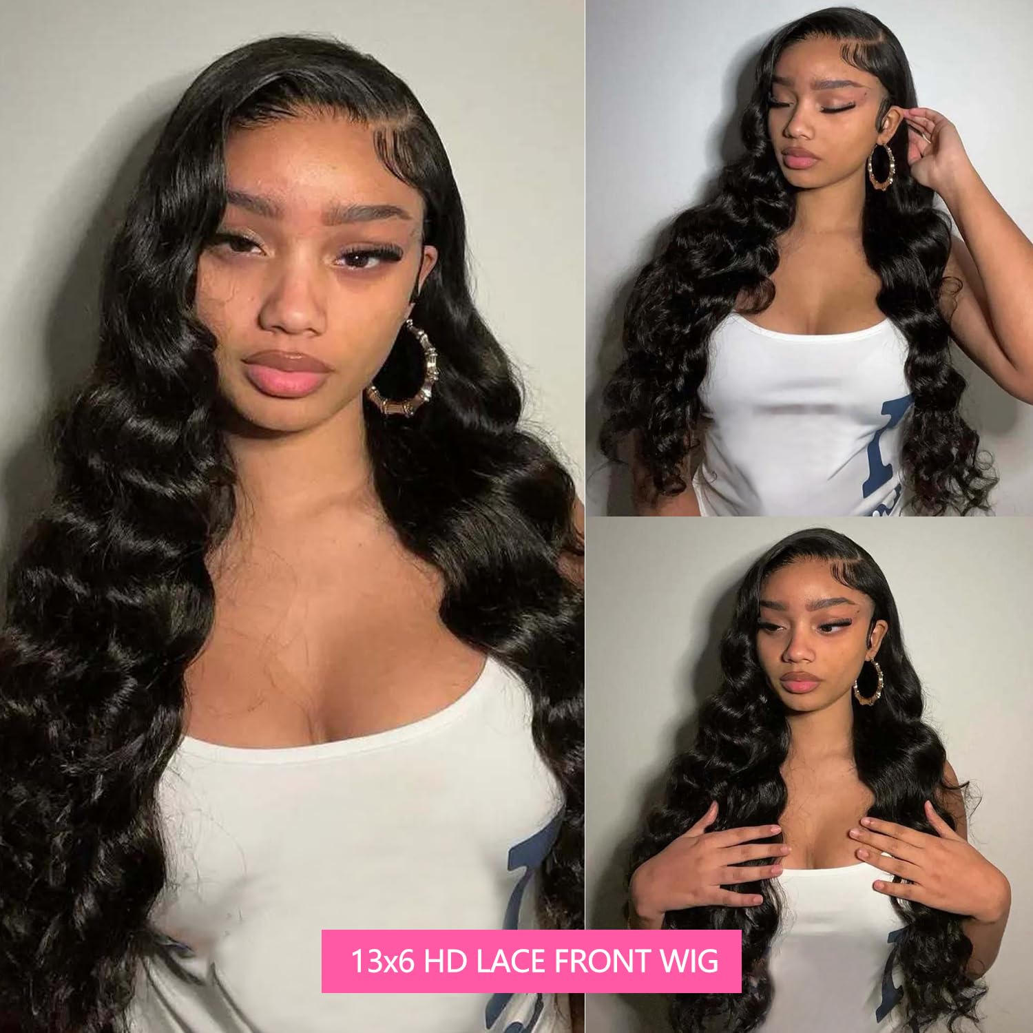 30 Inch 13x6 HD Lace Front Wig - 100% Virgin Human Hair, 200% Density Body Wave, Pre-Plucked Natural Color, Glueless & Breathable for Women | Perfect for Daily Wear, Cosplay, Weddings & Special Occasions