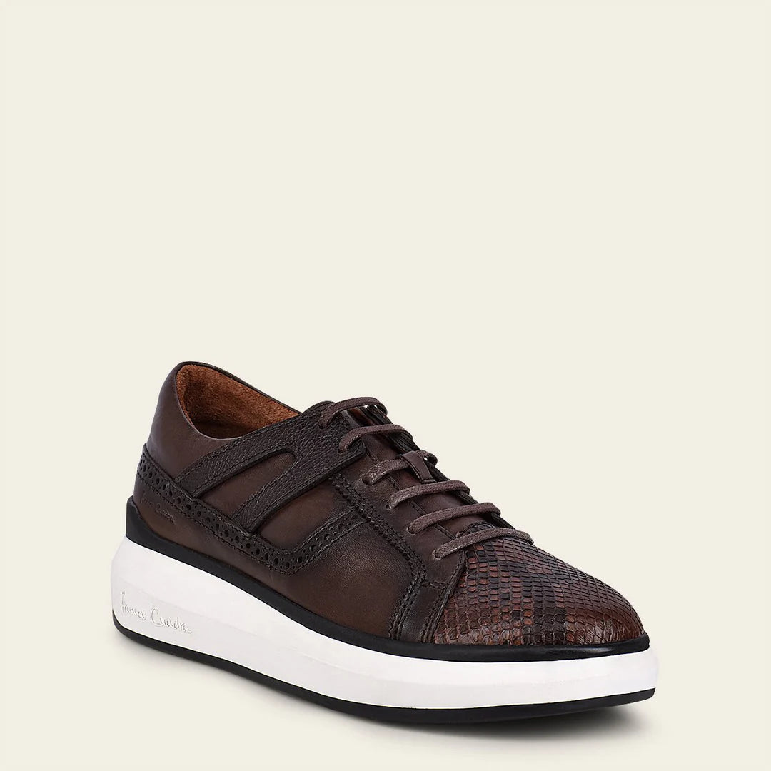 Cuadra Men's Chocolate Casual Fashion Python Sneakers - Stylish & Comfortable for Everyday Wear, Walking, and Outdoor Activities