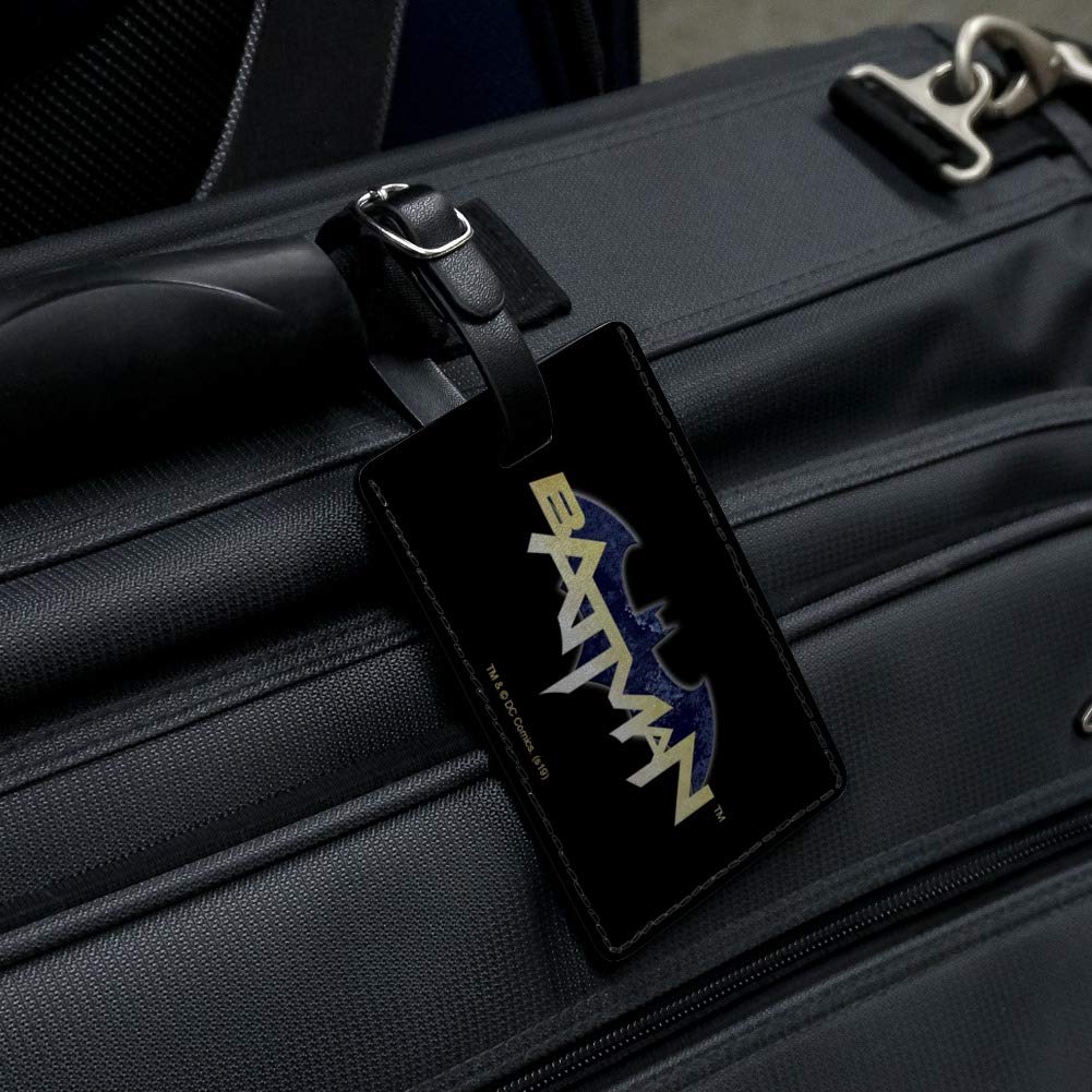 Batman Logo Leather Luggage Tag - Rectangle Suitcase ID Tag for Carry-On Bags - Perfect for Travel, Business Trips & Superhero Fans