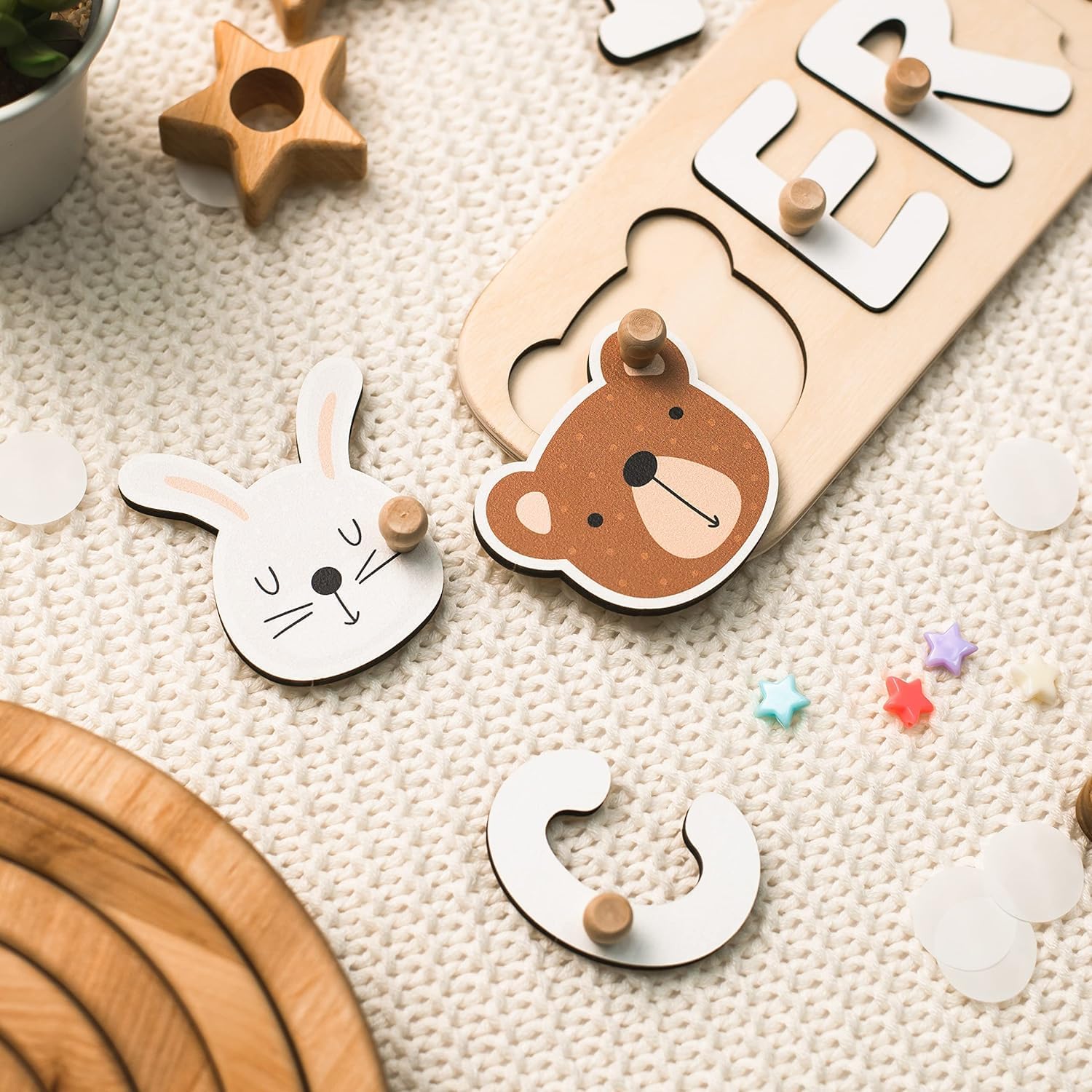 Personalized Wooden Name Puzzle for Toddlers 1-3 Years Old - Custom Baby Gift for Boys & Girls - Montessori Learning Toy & Nursery Room Decor - Perfect for Birthdays, Baby Showers & Early Childhood Education