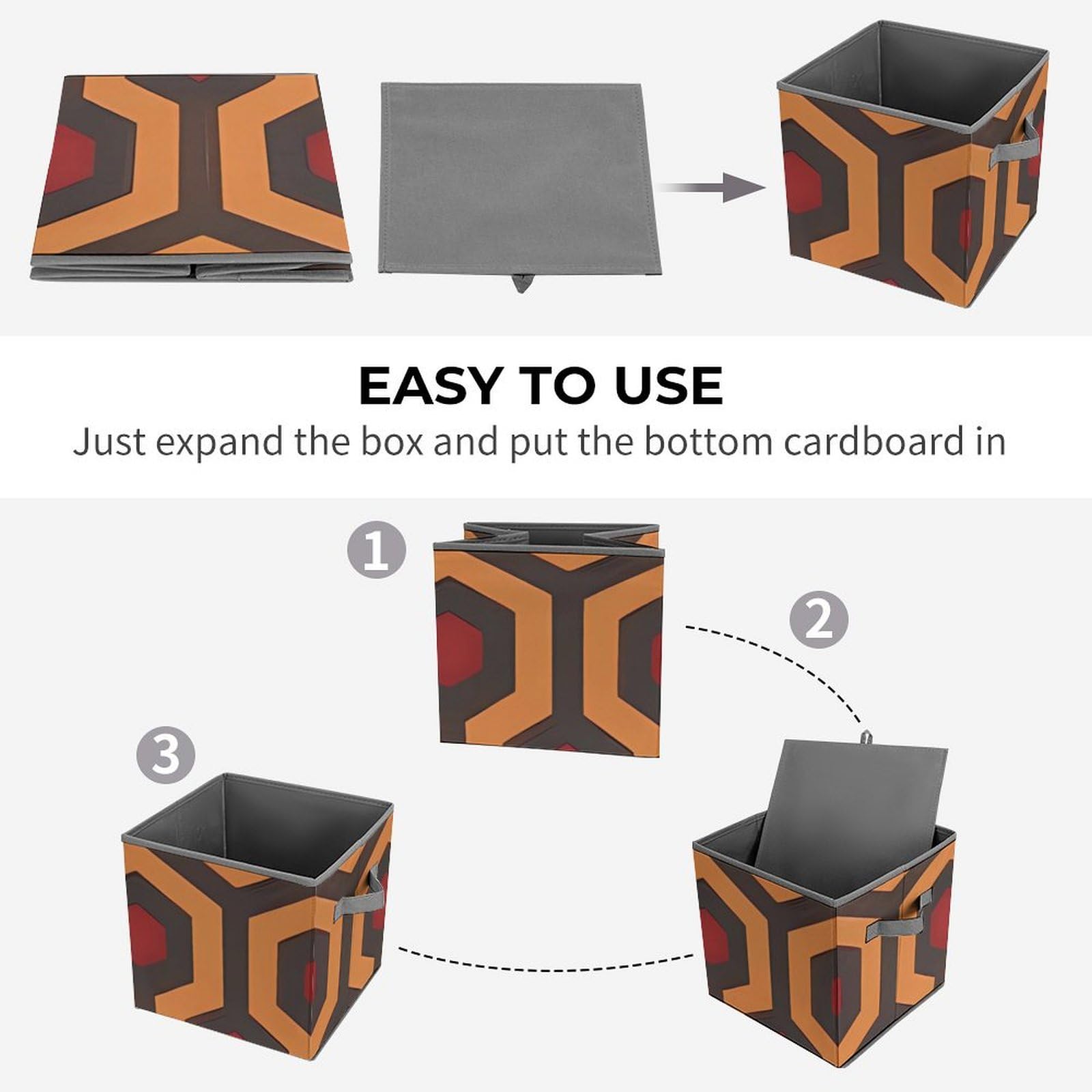 Collapsible Storage Bins with Handles - Printed Shining Overlook Design Organizing Baskets for Home, Office, Closet & Pantry Organization