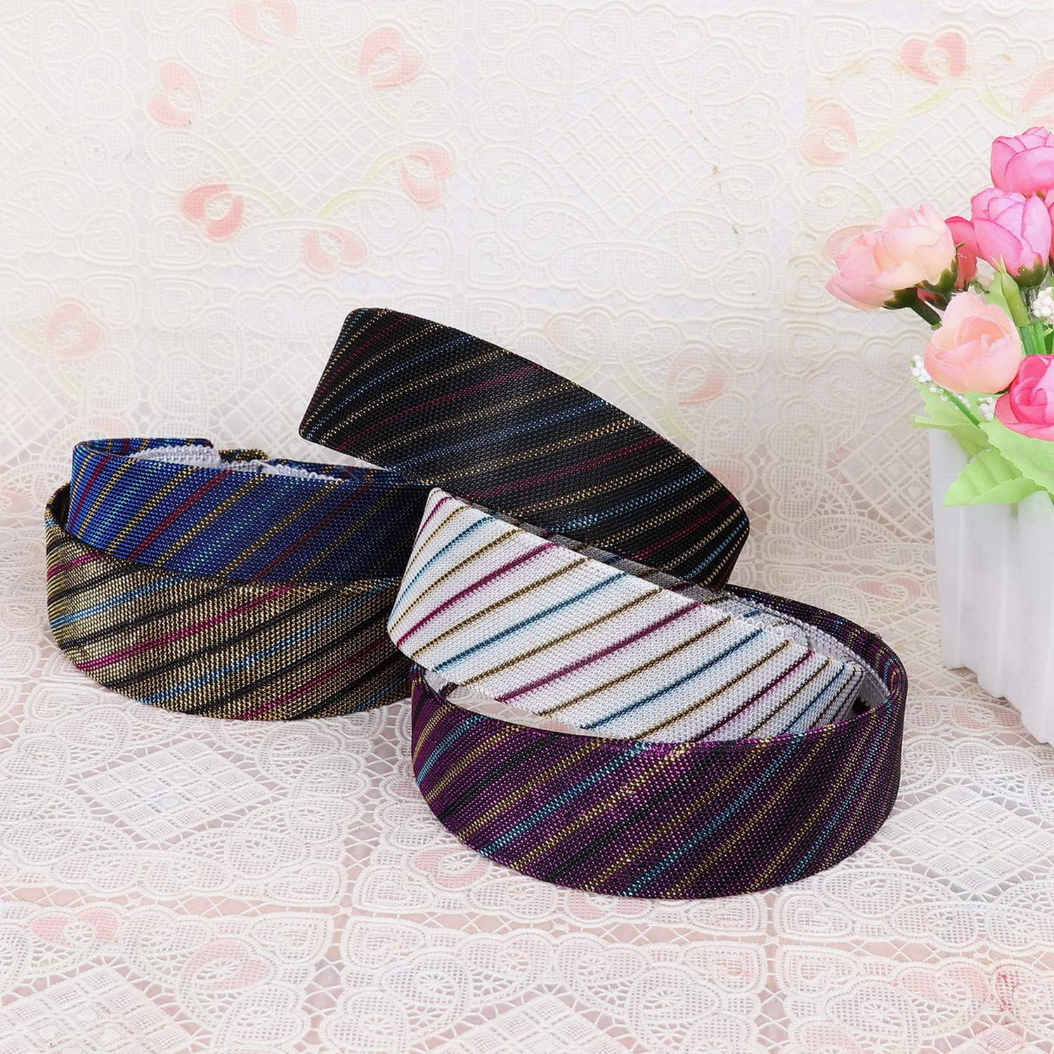 YiyiLai 5 Pack Gold Thread Stripes Headbands for Women - Fashion Hair Wraps & Hoops Accessories - Perfect for Yoga, Running, Workouts & Daily Wear