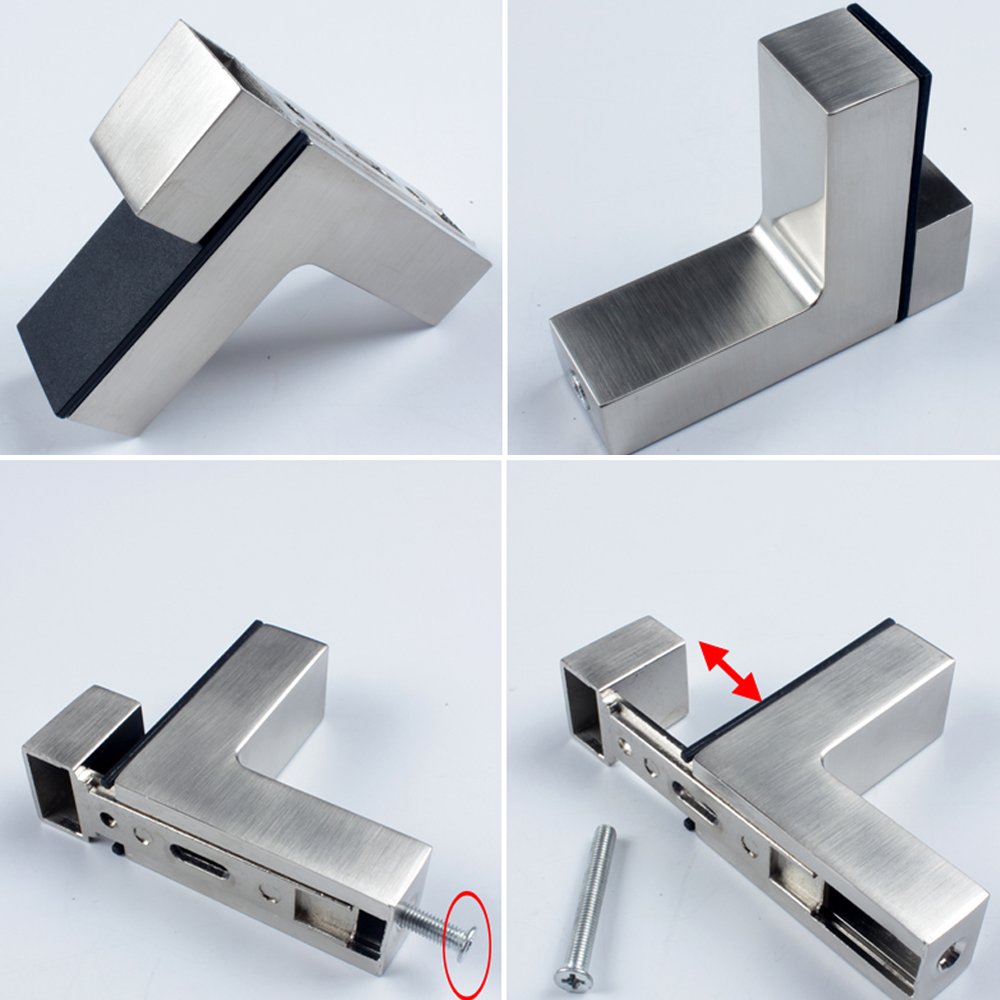 Staircase Glass Clamp Brackets - 2 Pack Brushed Nickel Stair Handrail Holders for Modern Glass Stairs - Perfect for Home, Office, and Commercial Staircase Installation