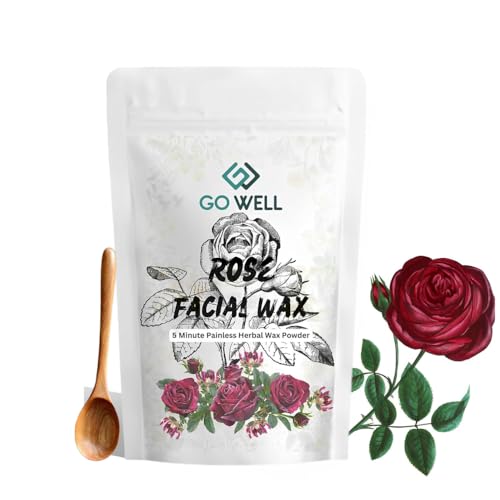 Go Well Rose Power Facial Wax - Painless Hair Removal Wax Powder for Women | Bikini, Underarm & Facial Waxing | 5-Minute Ayurvedic Herbal Hair Remover | No Side Effects (Pack of 1) | Perfect for At-Home Spa Days & Quick Hair Removal Before Beach Trips