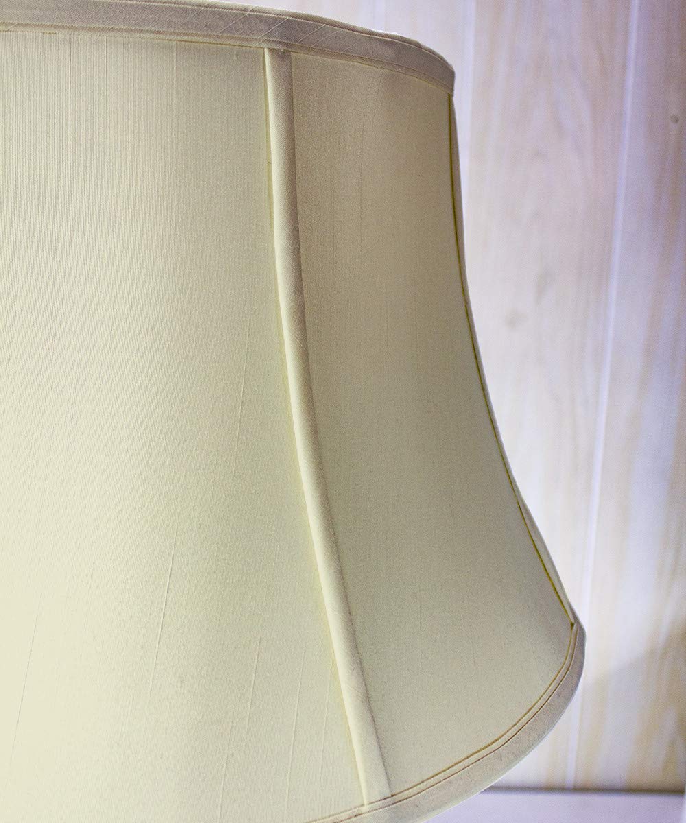 13x19x11 Egg Shell Floor Shantung Lampshade with Brass Spider Fitter - Classic Table & Desk Lamp Shade for Living Room, Bedroom, Office - Large Eggshell White Lighting Decor