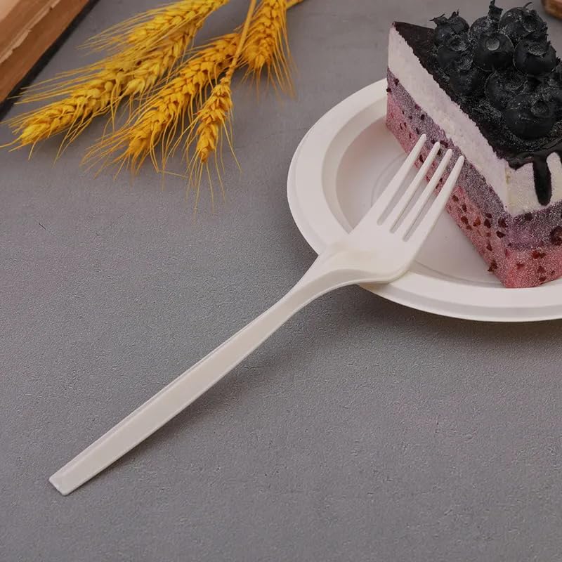 100% Eco-Friendly Compostable Forks - 50 Large Disposable Cornstarch Utensils (6.7 Inch) | Durable, Heat-Resistant Plastic Fork Alternative | Perfect for Parties, Picnics & Outdoor Events