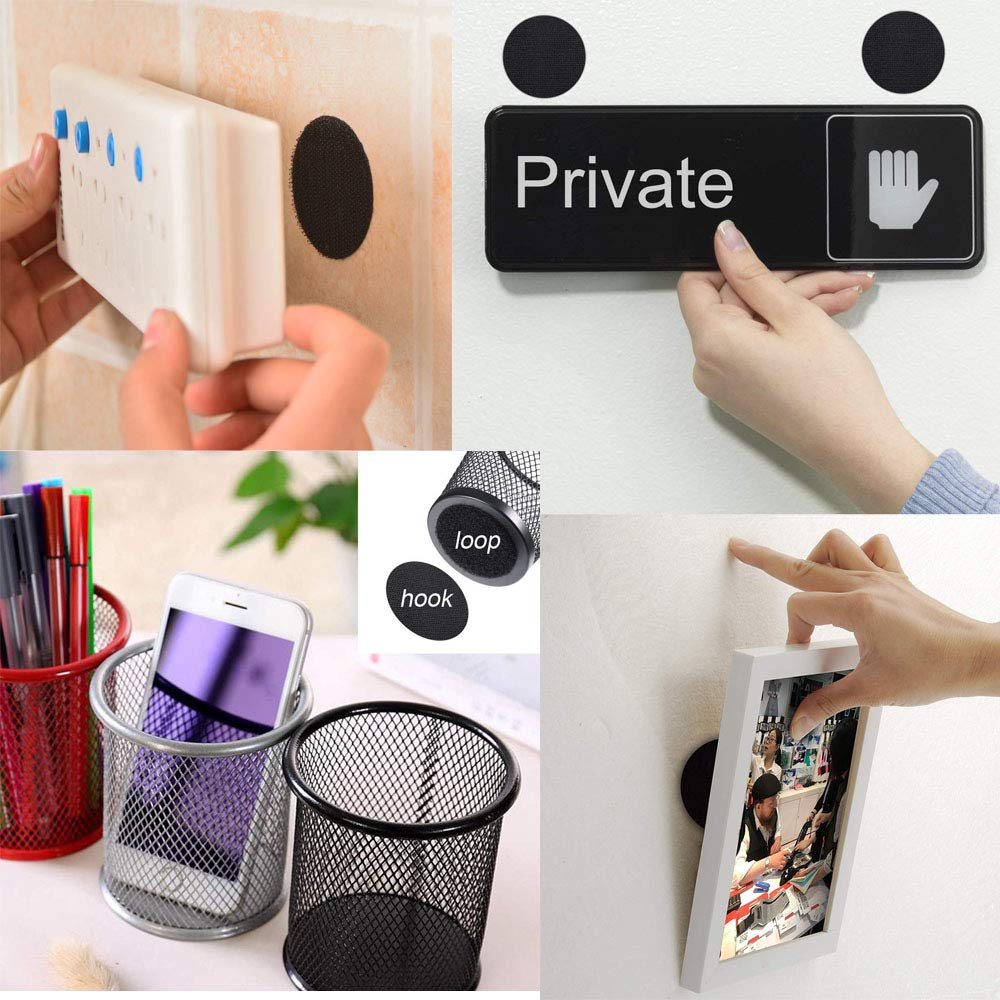 12 Pack 2.5 Inch Heavy Duty Self Adhesive Hook and Loop Tape - Industrial Strength Nylon Fasteners with Strong Hold - Sticky Back Round Dots for Wall Mounting, Home, Office & School Organization - Perfect for Hanging Pictures, Keys, Tools & Decor