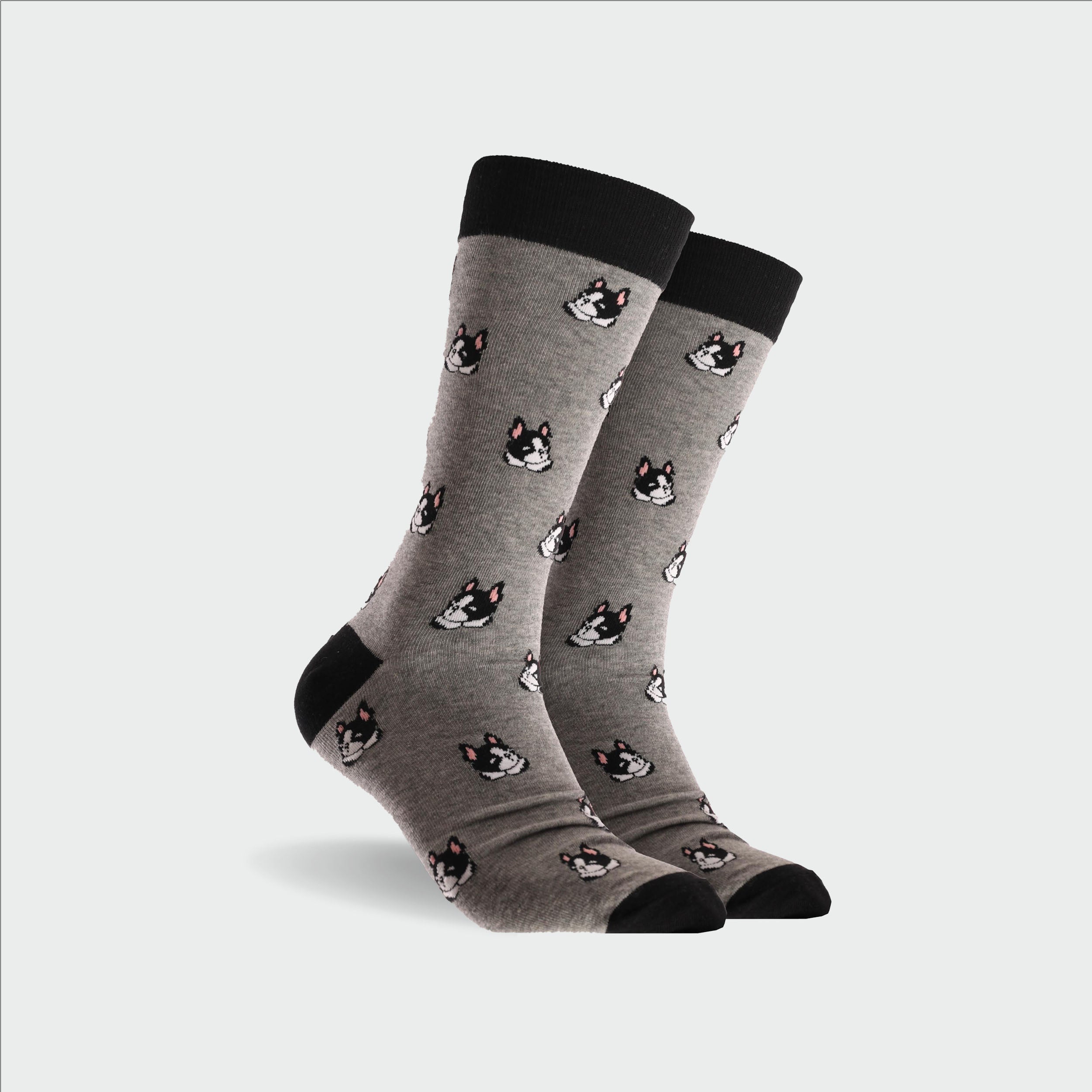 Pug Fun Men's Super Soft Cotton Crew Socks - Grey Marle | Comfortable Casual Wear for Everyday & Gifts