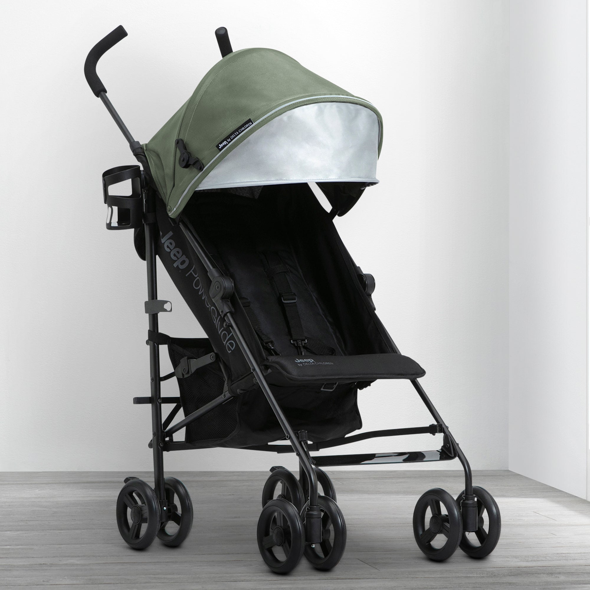 Jeep PowerGlyde Stroller - Lightweight Compact Travel Stroller with One-Hand Fold, Adjustable Canopy & Storage Basket - Perfect for Travel, Shopping & Everyday Use