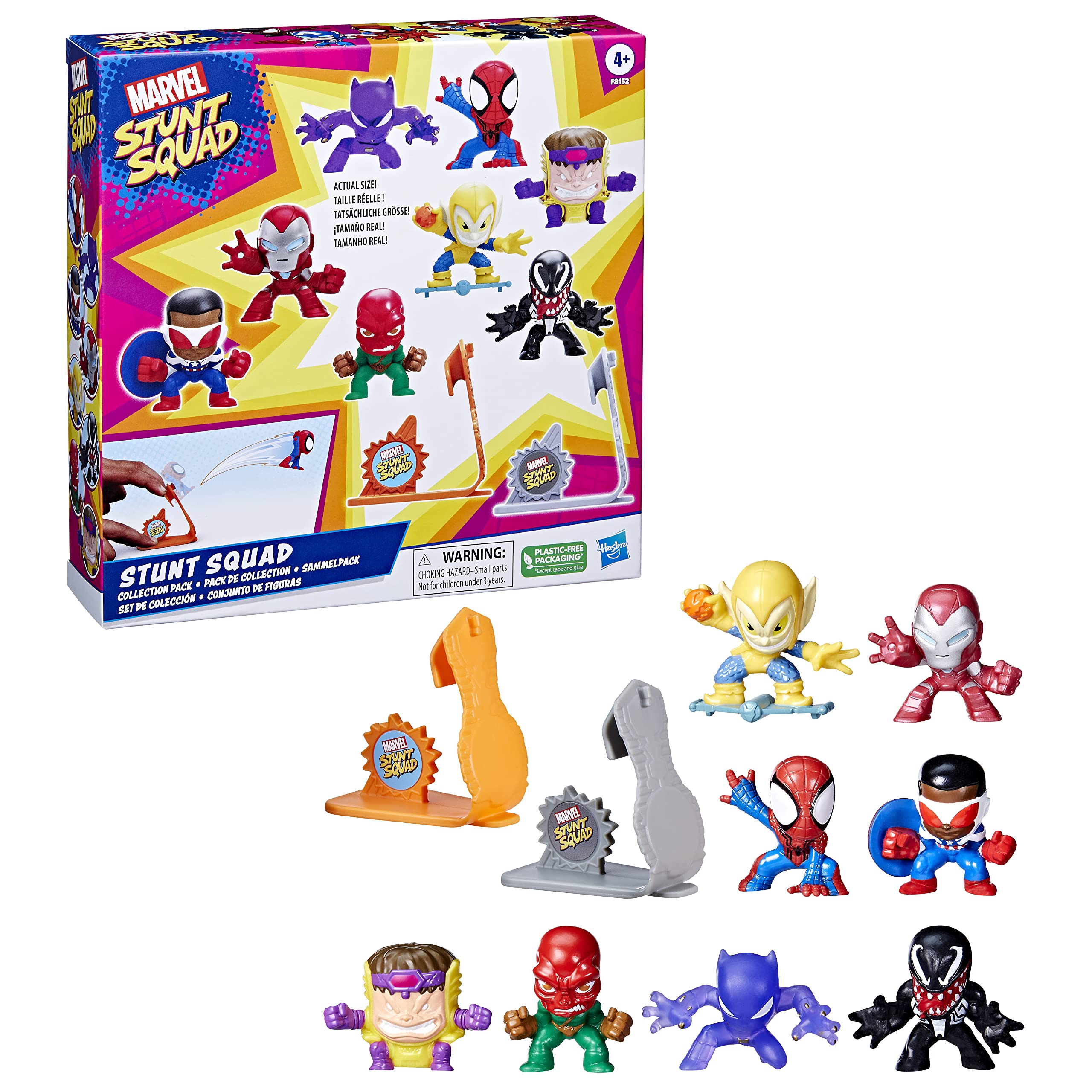 Marvel Stunt Squad Action Figure Set - 12-Piece Superhero Toy Collection with Mini Figures & Playset for Kids Ages 4+ | Birthday Gifts, Role Play, Superhero Battles