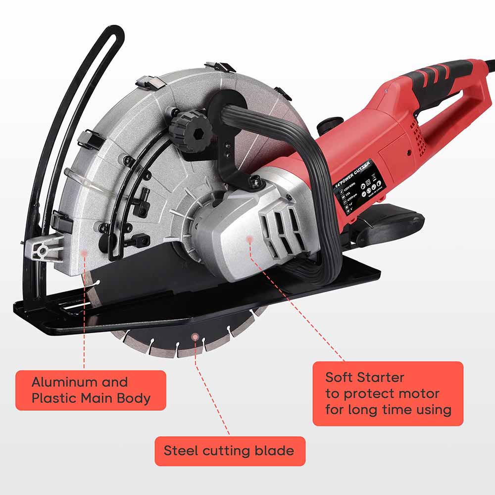 13 3/4 Inch 15A Heavy Duty Circular Saw - Professional Concrete, Tile & Cement Cutting Power Tool for Construction, Masonry & DIY Projects