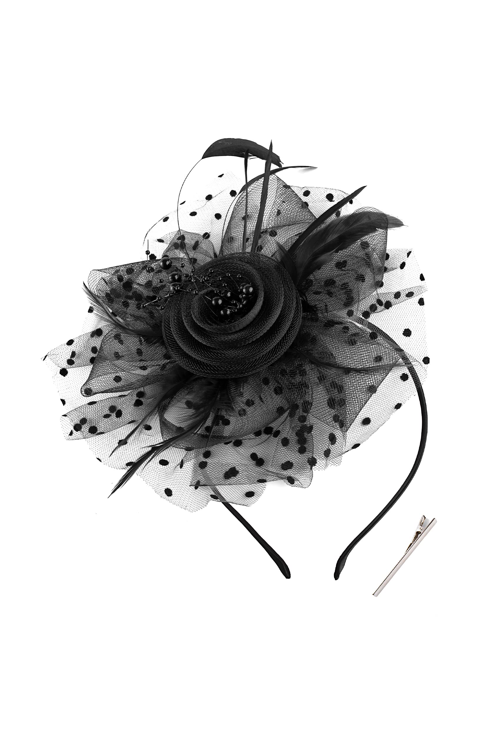 Elegant Women's Fascinator Hats with Feathers & Flowers - Derby, Tea Party, Wedding Headpiece | Perfect for Kentucky Derby, Bridal Showers, Garden Parties & Special Occasions