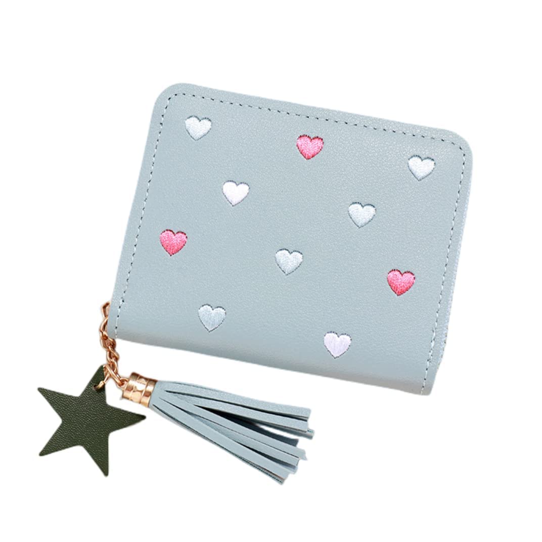 KAIAIWLUO Women's Cute Heart Wallet with Zipper Pocket & Metal Snap - Girls Coin Purse Wallet for Teens & Ladies - Perfect Christmas Birthday Gift for Kids, Teens & Women | Daily Use, School, Shopping, Travel Accessory
