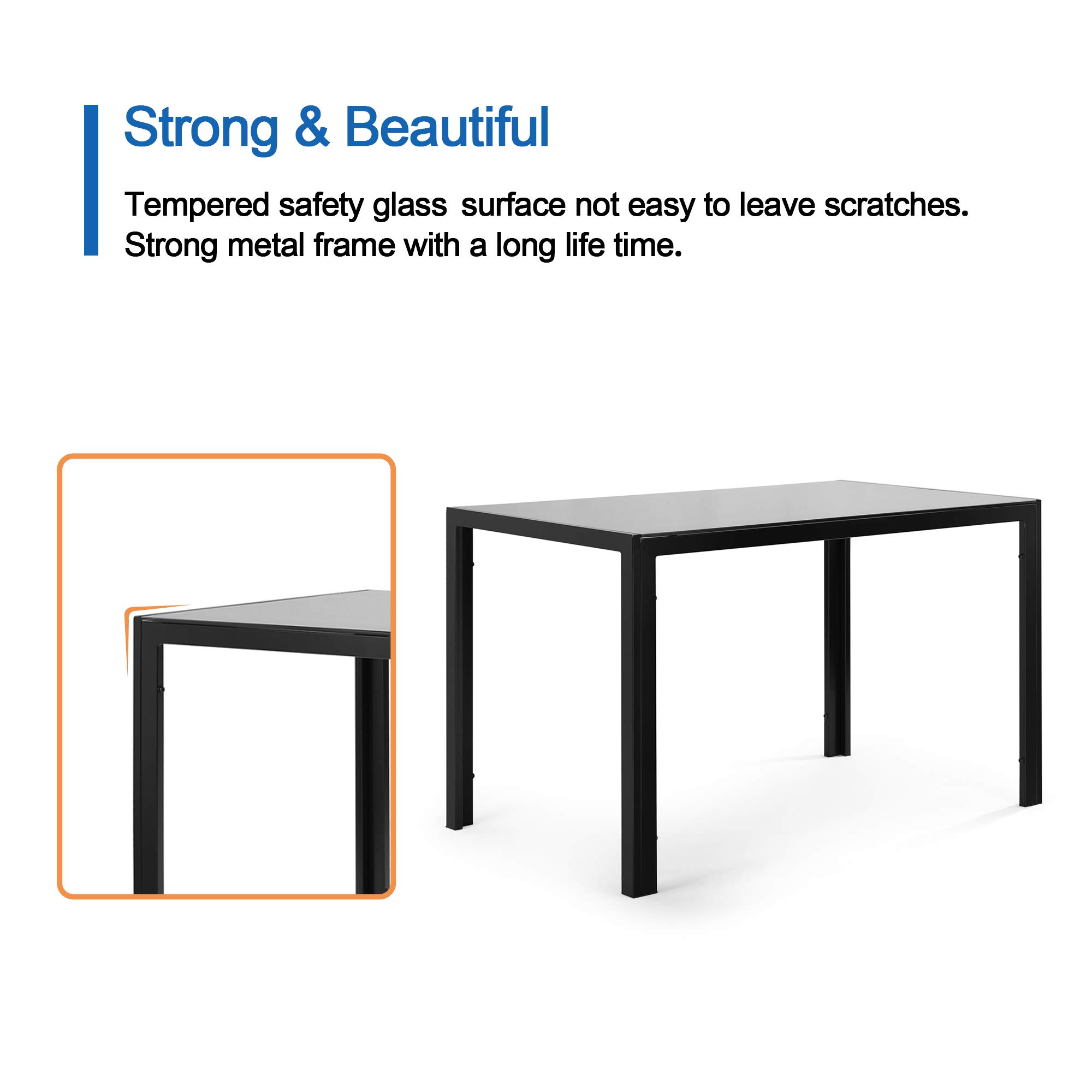 Modern 4-Piece Glass Top Dining Table Set with Faux Leather Chairs - Space-Saving Kitchen & Dinette Furniture for Small Homes, Apartments & Compact Spaces - Perfect for Family Meals, Breakfast Nooks & Entertaining Guests
