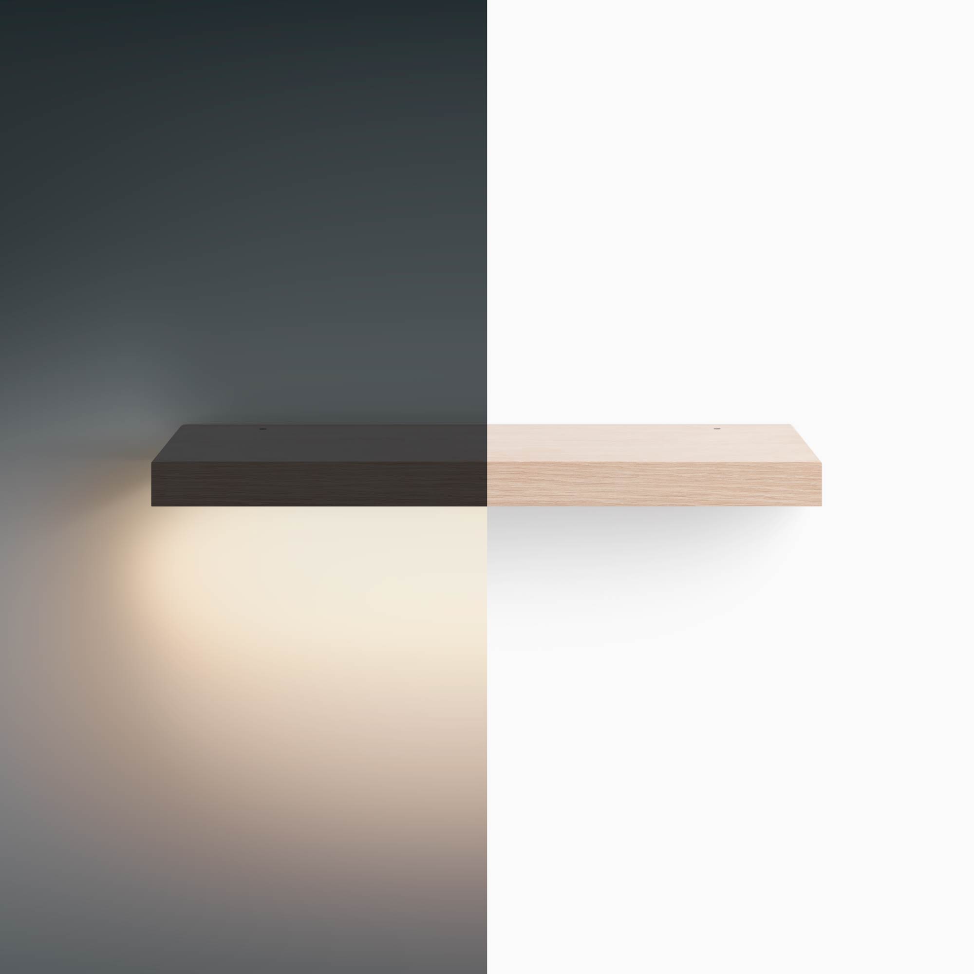 Aksel LED Glazed White Oak Floating Shelf - Modern Wall Mounted Storage for Living Room, Bedroom & Kitchen Decor