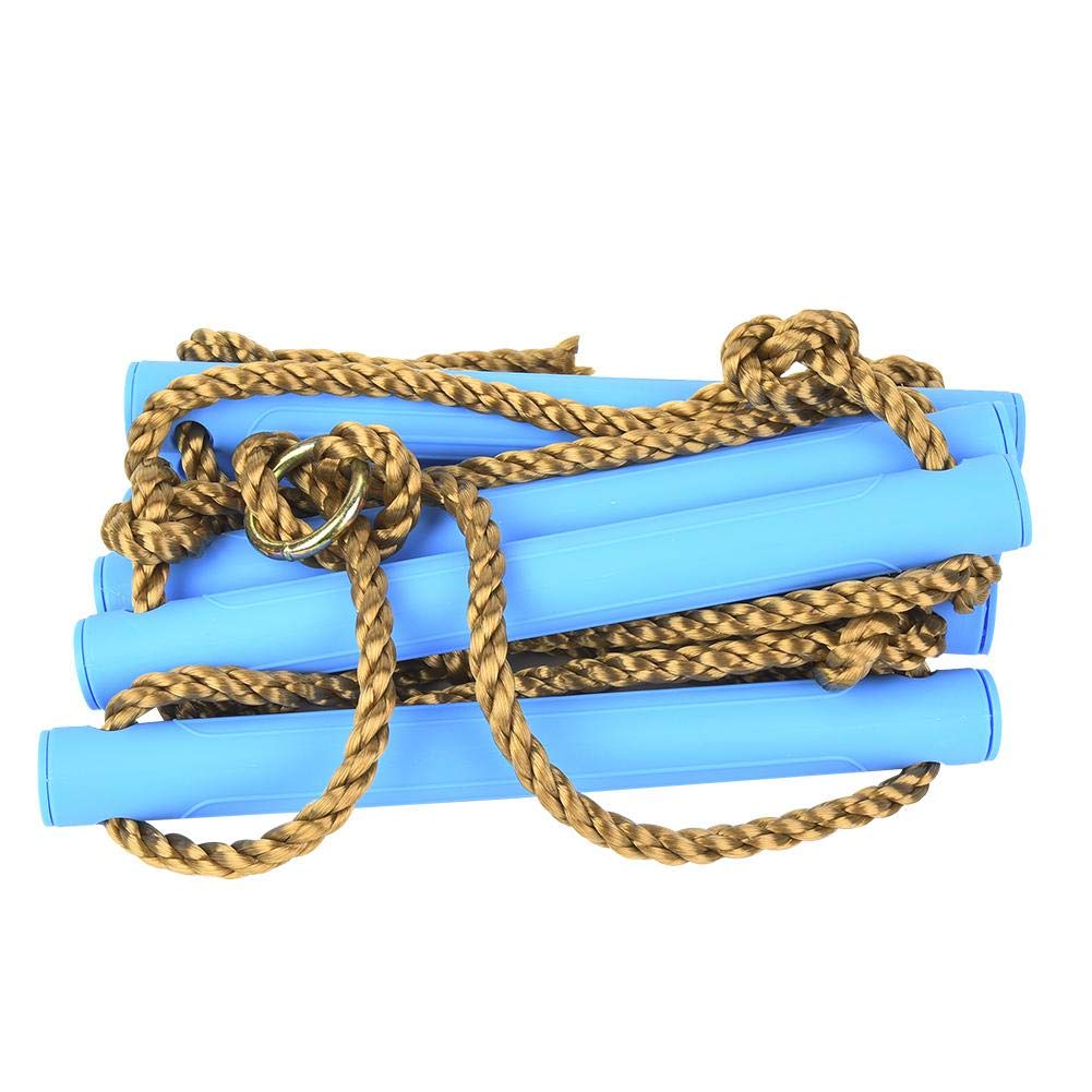 Kids Climbing Rope Ladder - 6-Section Outdoor Plastic Rope Climbing Toy for Children, Blue | Exercise Equipment for Backyard Play, Treehouse & Indoor Gym Activities