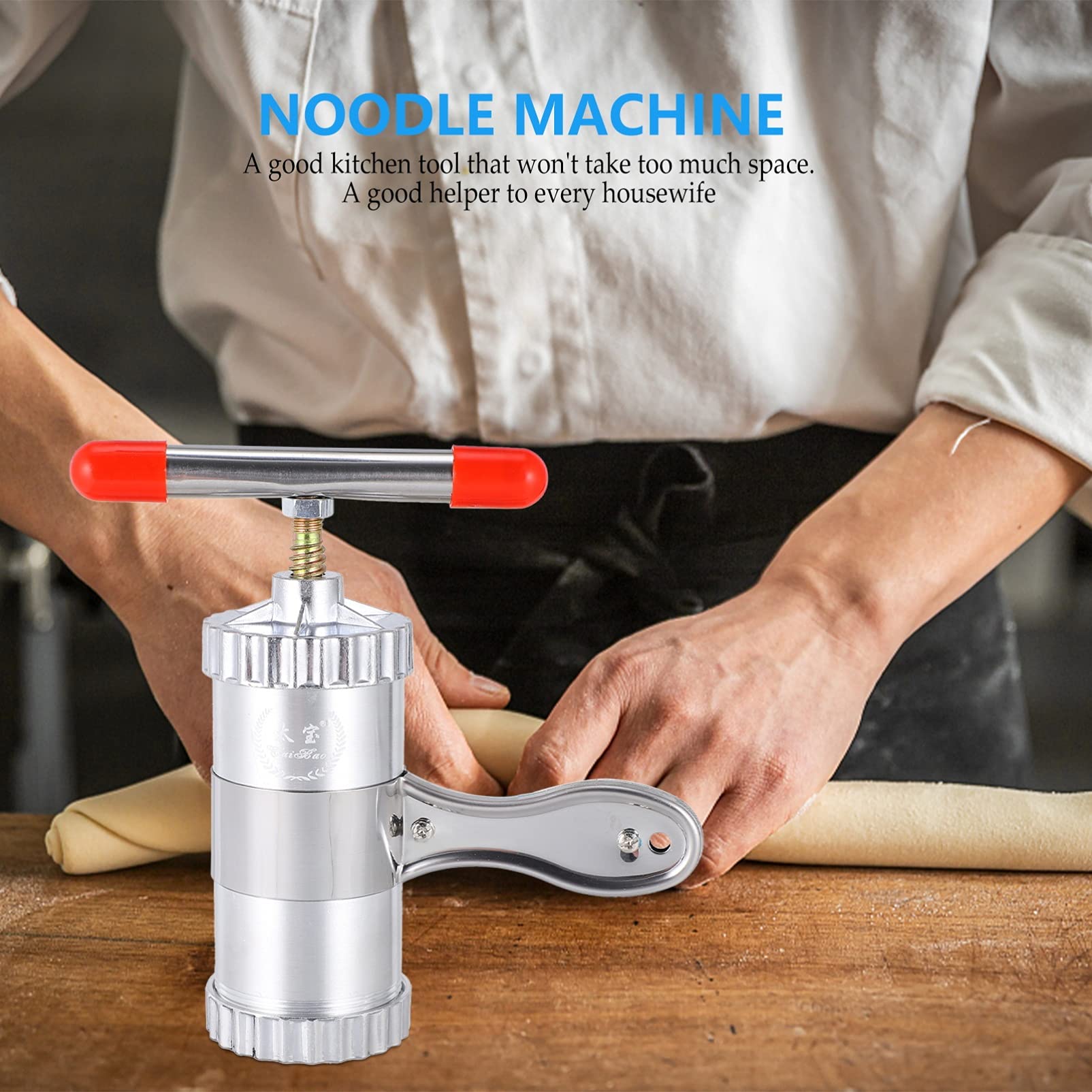 DOITOOL Manual Pasta Maker Machine - Stainless Steel Spaghetti Noodle Maker with Vegetable Cutter, Kitchen Pasta Press for Homemade Fettuccine, Ramen & Dough - Perfect for Home Cooking, Baby Food & Italian Cuisine