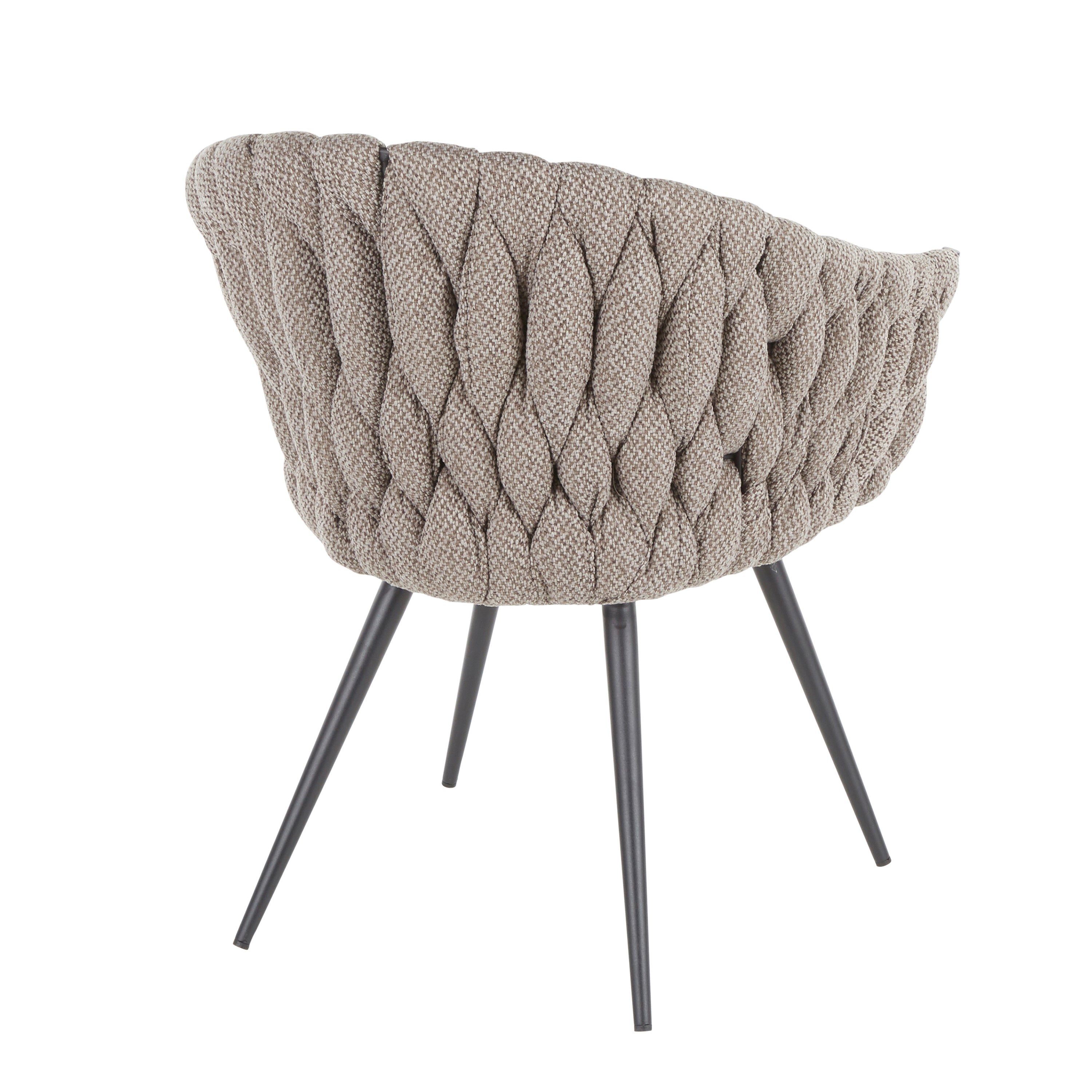 LumiSource Black Metal Braided Matisse Contemporary Chair with Grey Faux Leather & Fabric - Modern Accent Chair for Living Room, Office, or Dining Room Decor