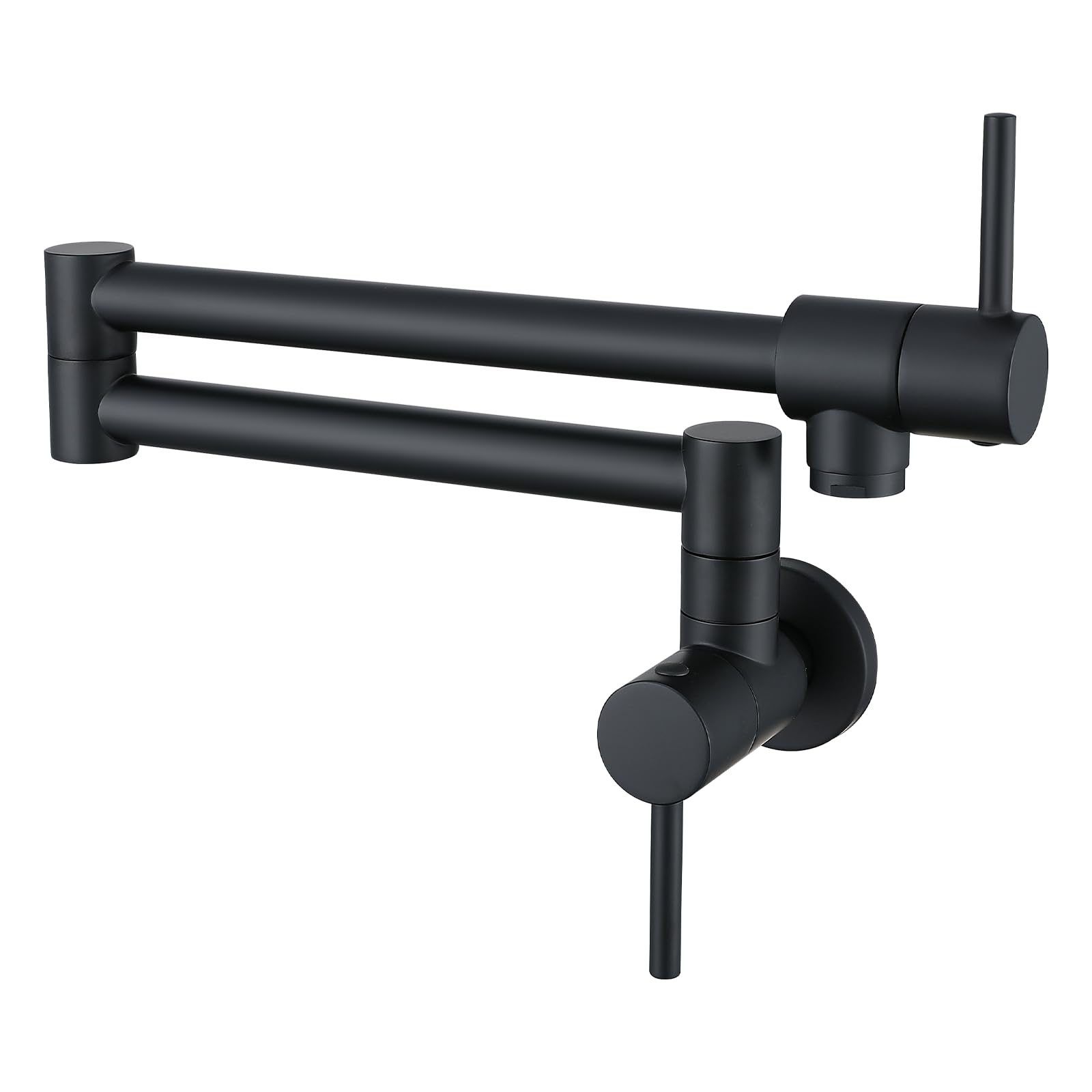 TRJIKAG Commercial Black Wall Mount Pot Filler Faucet - Stretchable Double Joint Swing Arm Kitchen Sink Faucet for Professional & Home Kitchens | Perfect for Cooking, Filling Large Pots & Washing Dishes