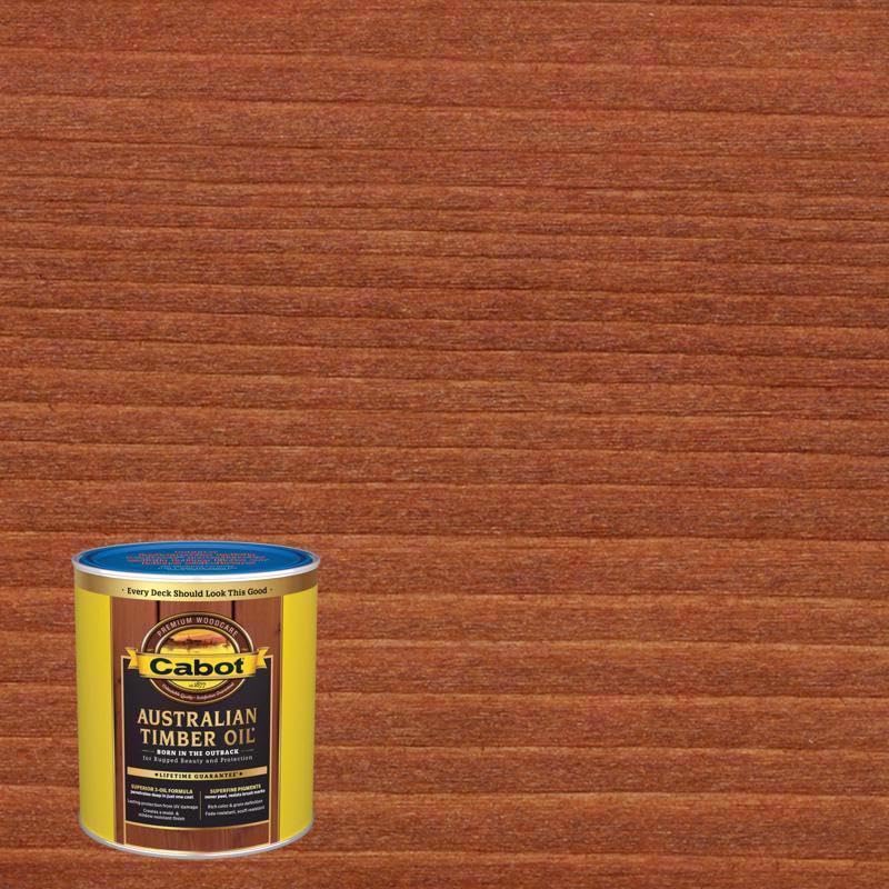 Premium Cabot Transparent Jarrah Brown Oil-Based Timber Oil - 1 Quart for Wood Protection | Natural & Waterborne Hybrid Formula | Ideal for Decks, Fences & Outdoor Furniture