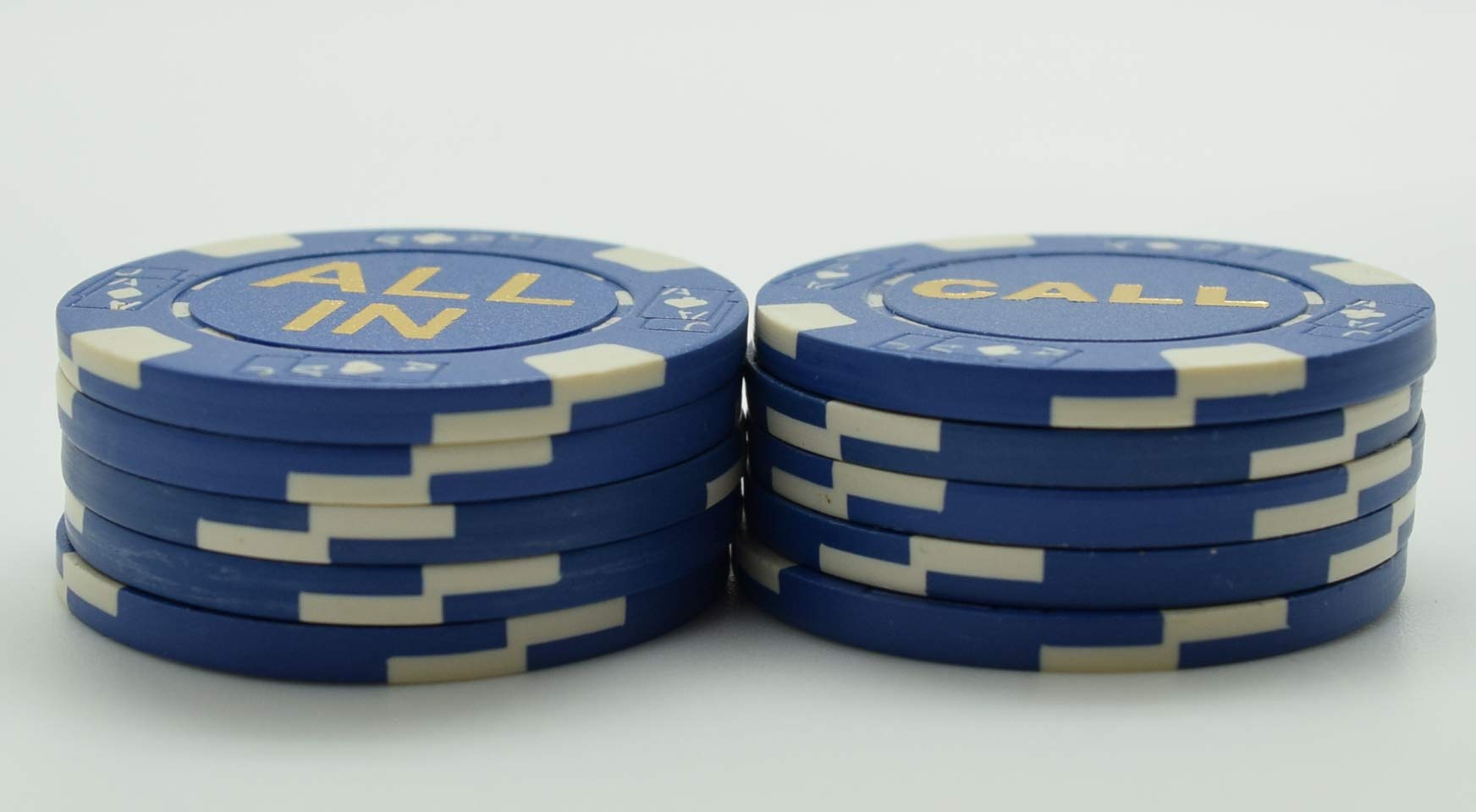 10 Texas Holdem Poker Chips - Professional Casino Composite Chips for Poker Games - Blue CALL/ALL IN Poker Tokens - Perfect for Teen & Adult Game Nights, Poker Tournaments, and Casino-Themed Parties