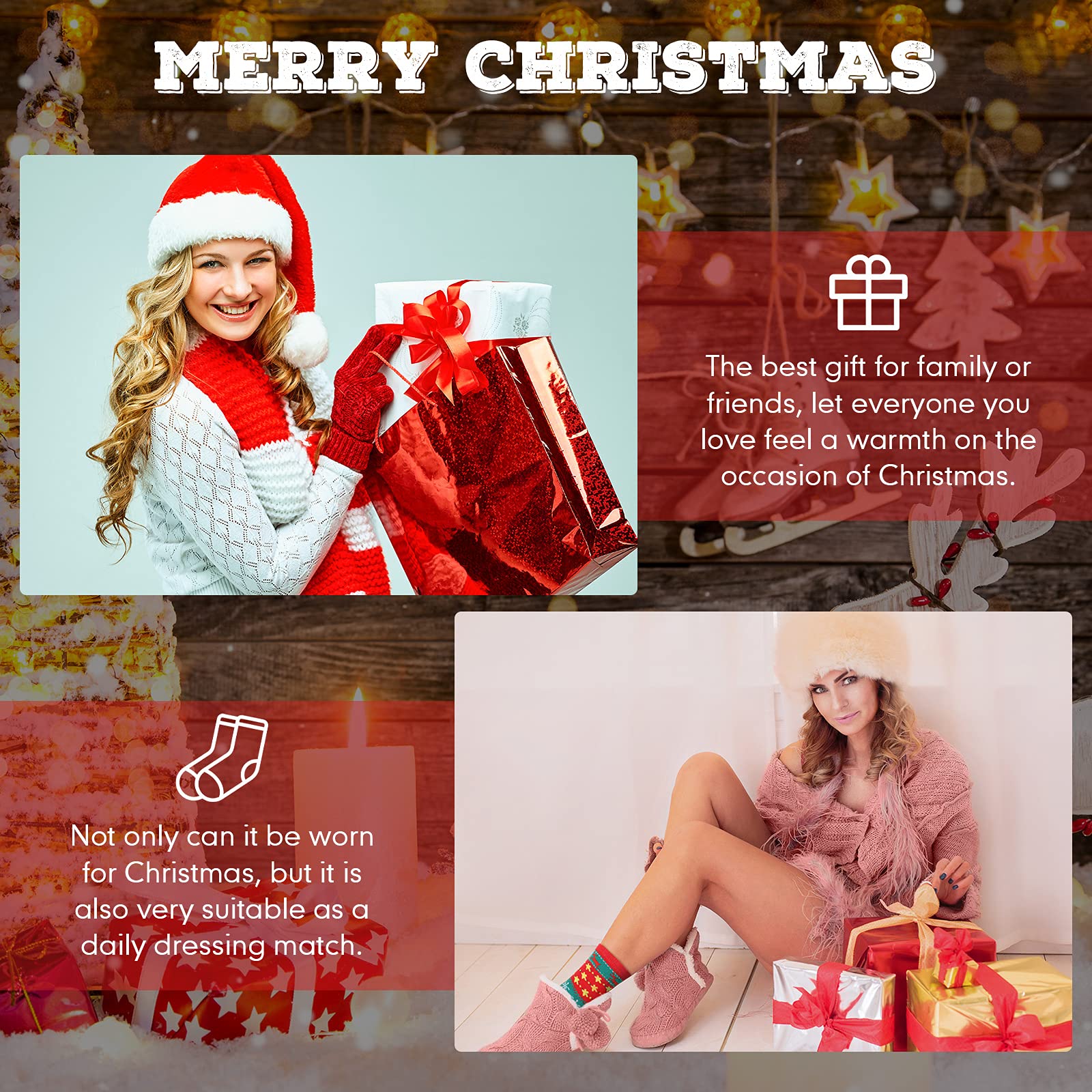BBTO 70 Pairs Christmas Crew Socks - Holiday Colorful Cozy Xmas Socks for Women & Men - Warm Festive Novelty Santa Claus Socks - Perfect for Winter Gifts, Stocking Stuffers & Christmas Parties