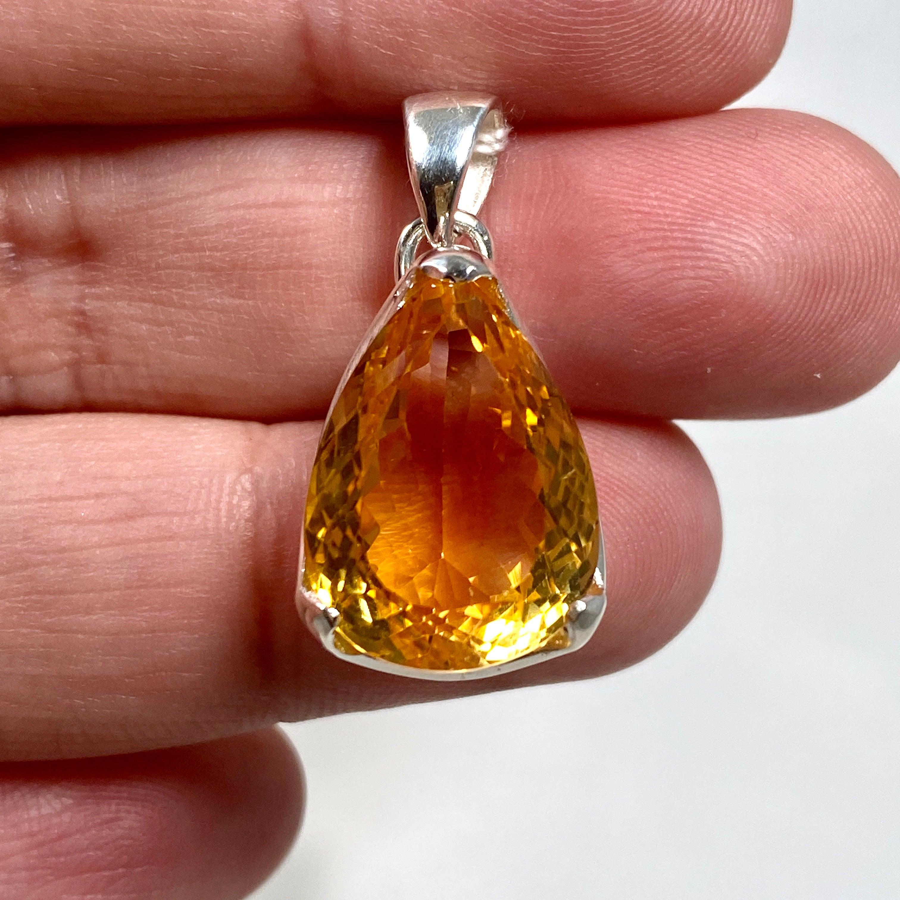 Natural Citrine Faceted Teardrop Pendant Necklace - KPGJ3645 - Elegant Jewelry Gift for Women, Perfect for Weddings & Special Occasions