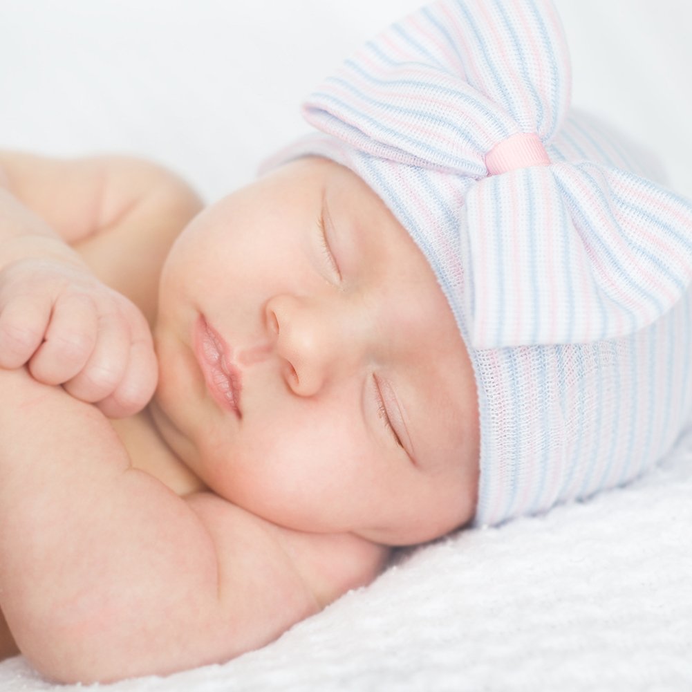 Upsmile Baby Turban Head Wrap for Newborn Girls - Soft Cotton Beanie Hat with Bow for Infants 0-24 Months | Perfect for Photography, Baptism, Birthday Parties & Everyday Wear