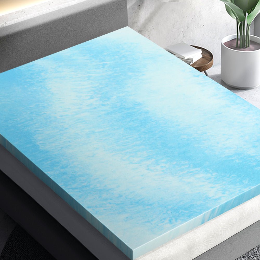 Cool Gel Swirl Infused 5CM Thick Memory Foam Mattress Topper with Bamboo Cover - Queen Size for Back Pain Relief & Pressure Relief - Perfect for Hot Sleepers, Bedroom Comfort Upgrade